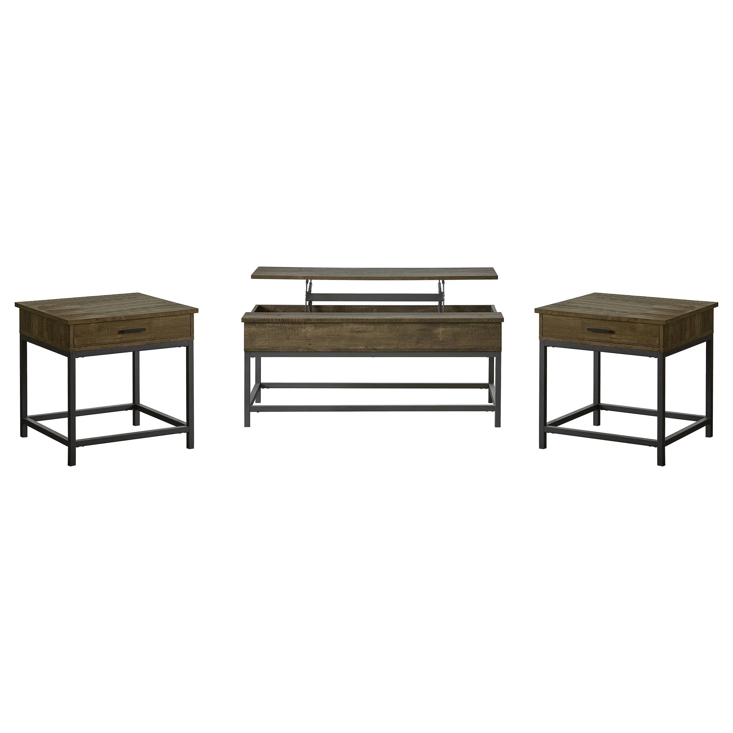 Byers 3-piece Lift Top Coffee and End Table Set Brown Oak - Image 2