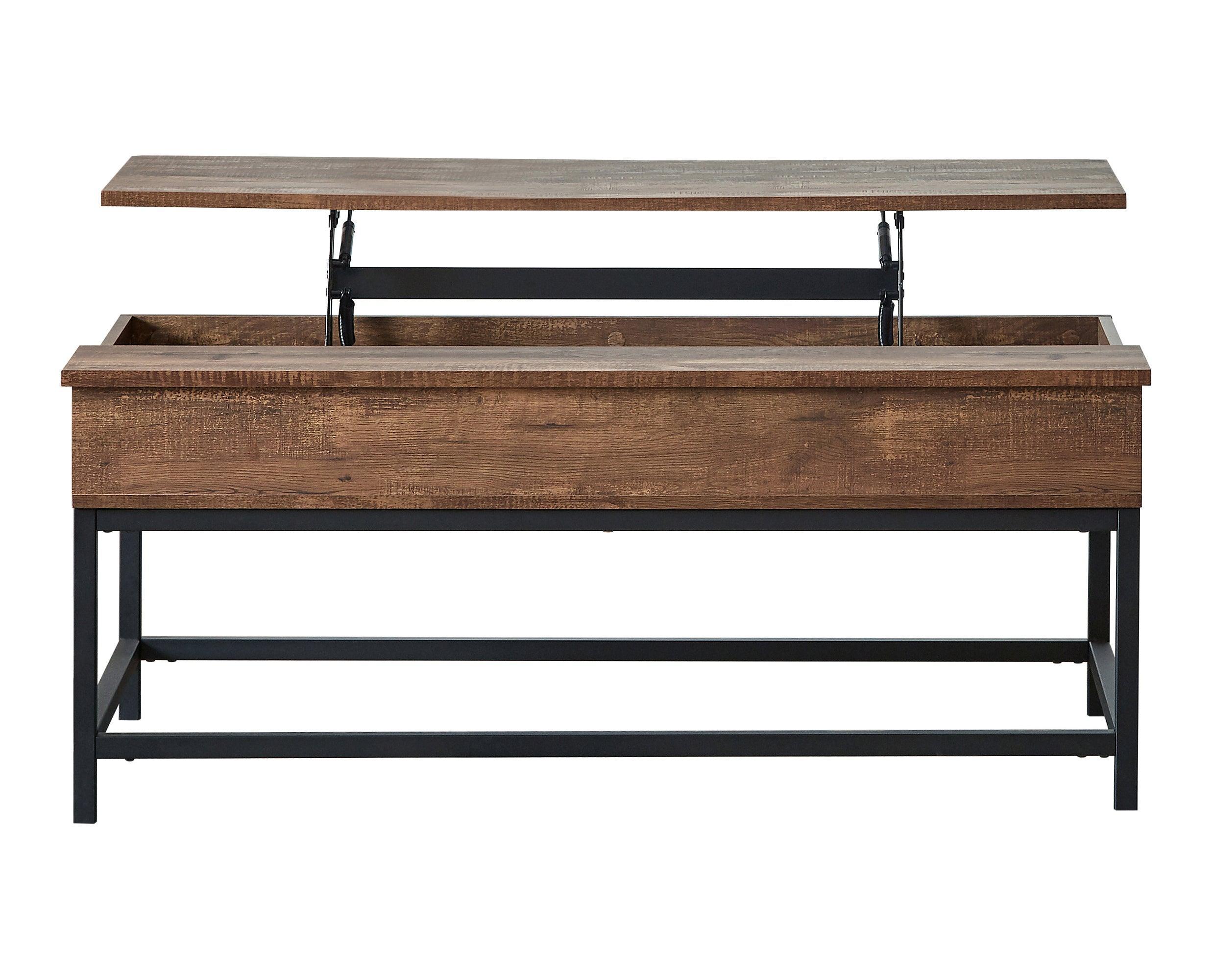 Byers Black Coffee Table With Hidden Storage Brown Oak Sandy - Image 3