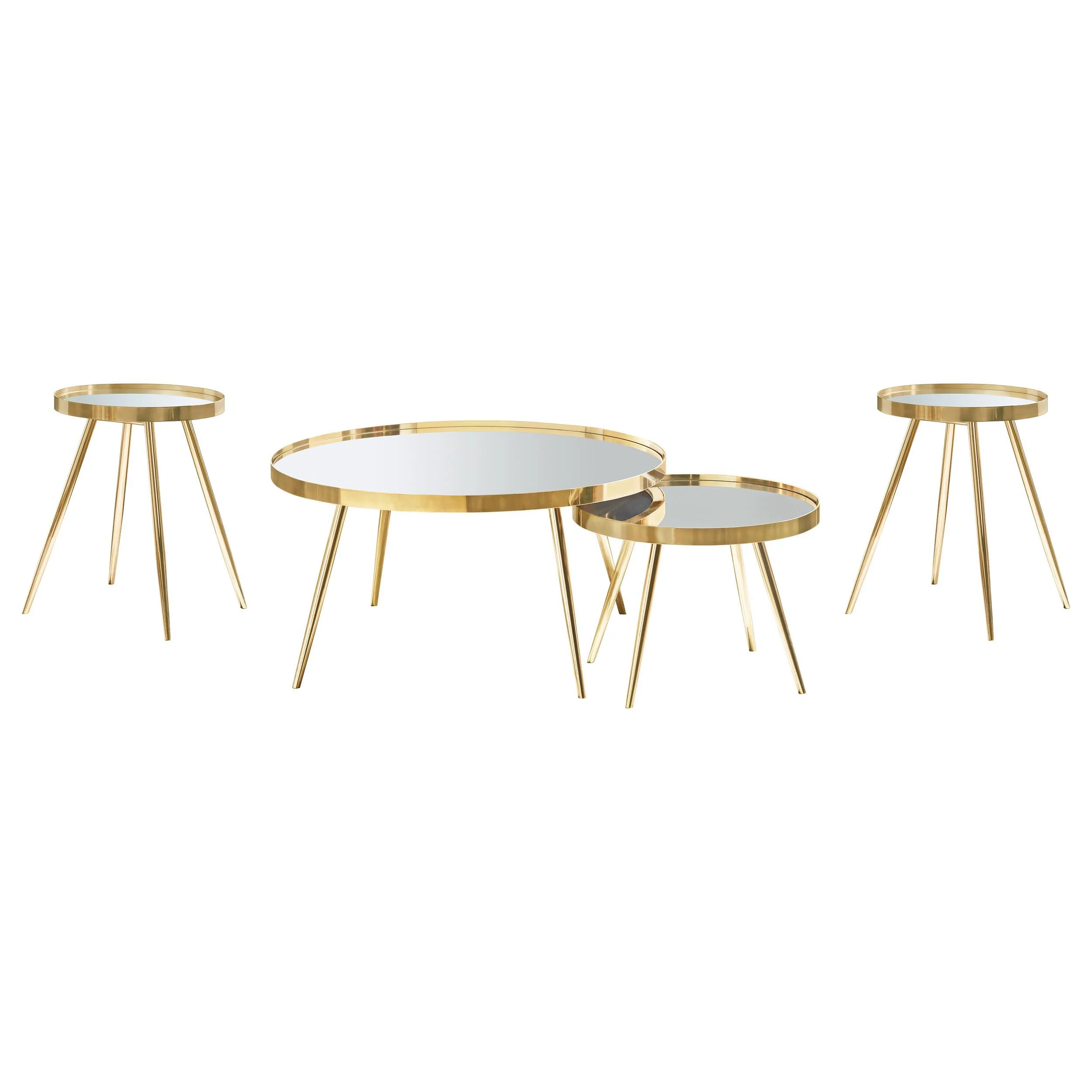 Kaelyn 4-piece Round Coffee and End Table Set Gold - Image 2