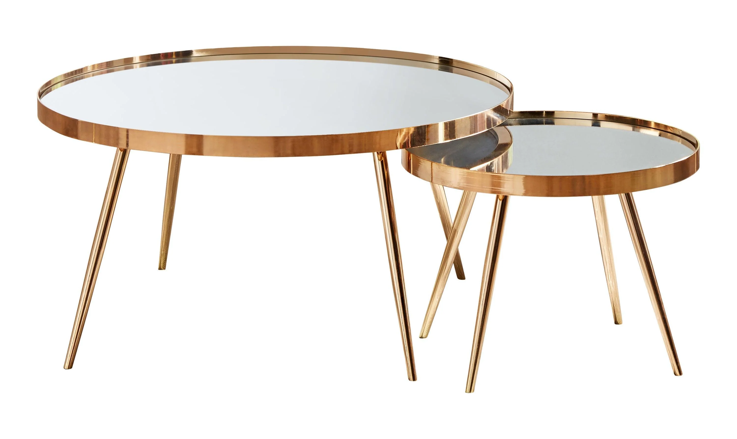Kaelyn 2-Piece Mirror Top Nesting Coffee Table Gold - Image 3