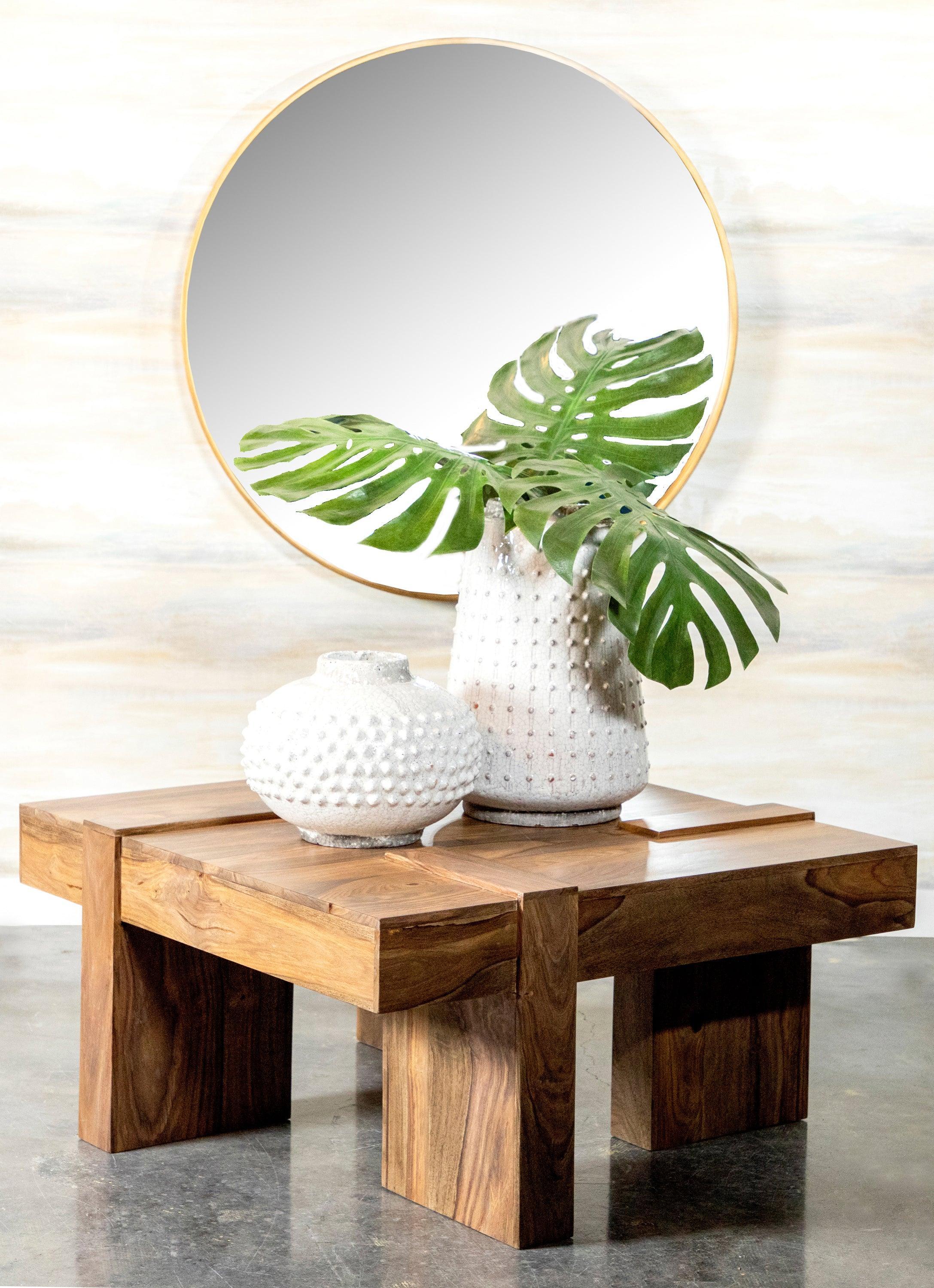 Skeet Wooden Square Coffee Table Natural Sheesham - Image 2