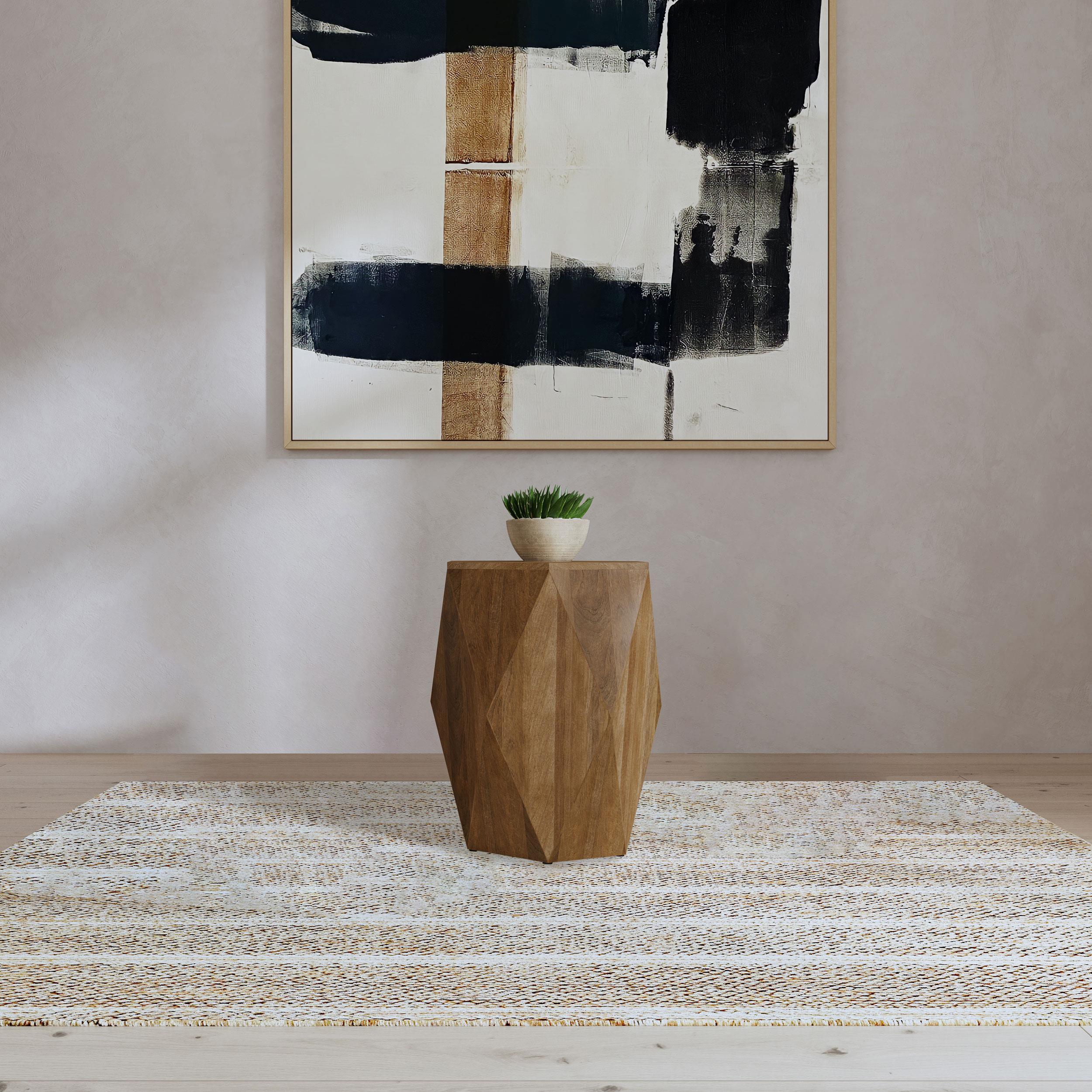 Zalika Hexagonal Solid Mango Wood End Table Natural - Image 2