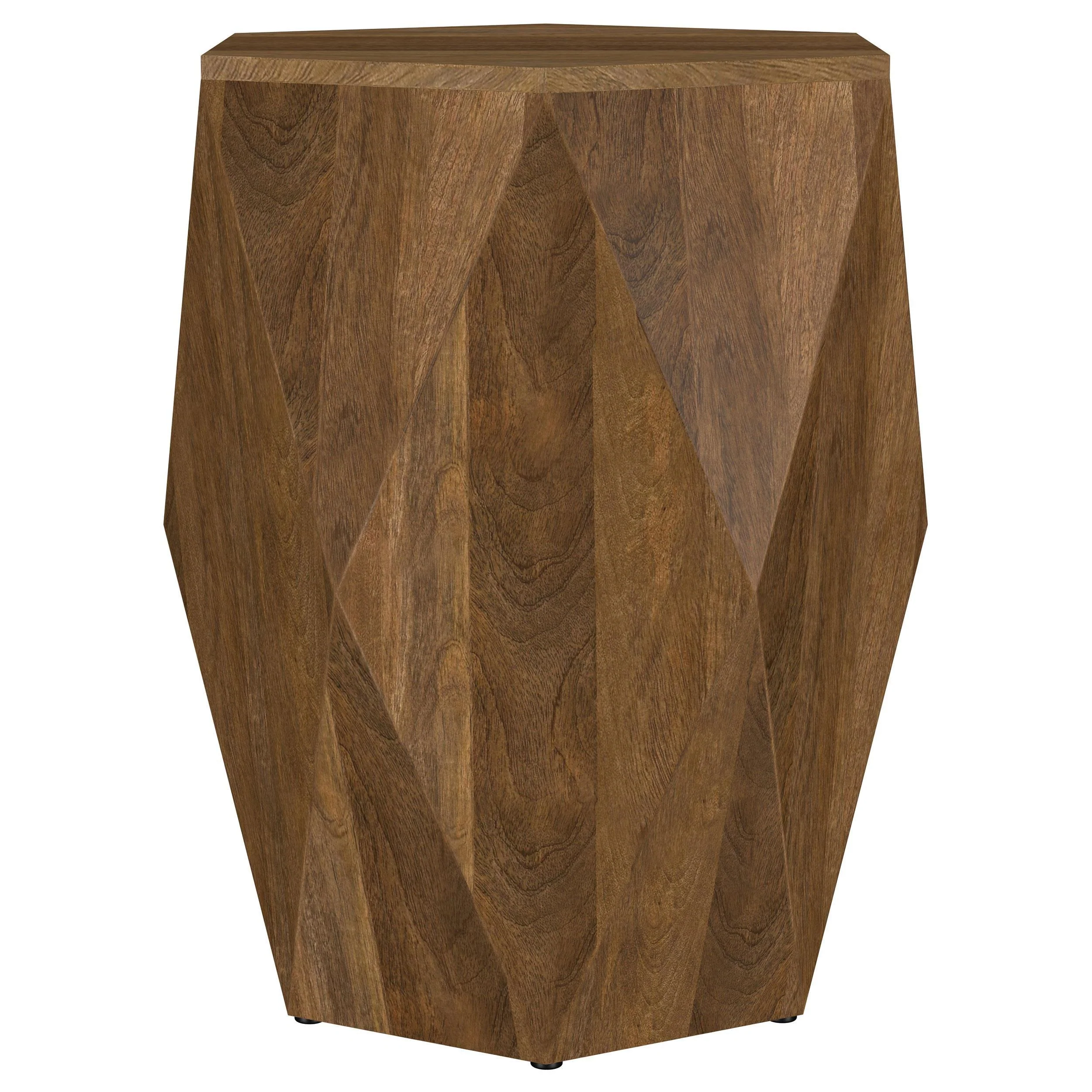 Zalika Hexagonal Solid Mango Wood End Table Natural - Image 3
