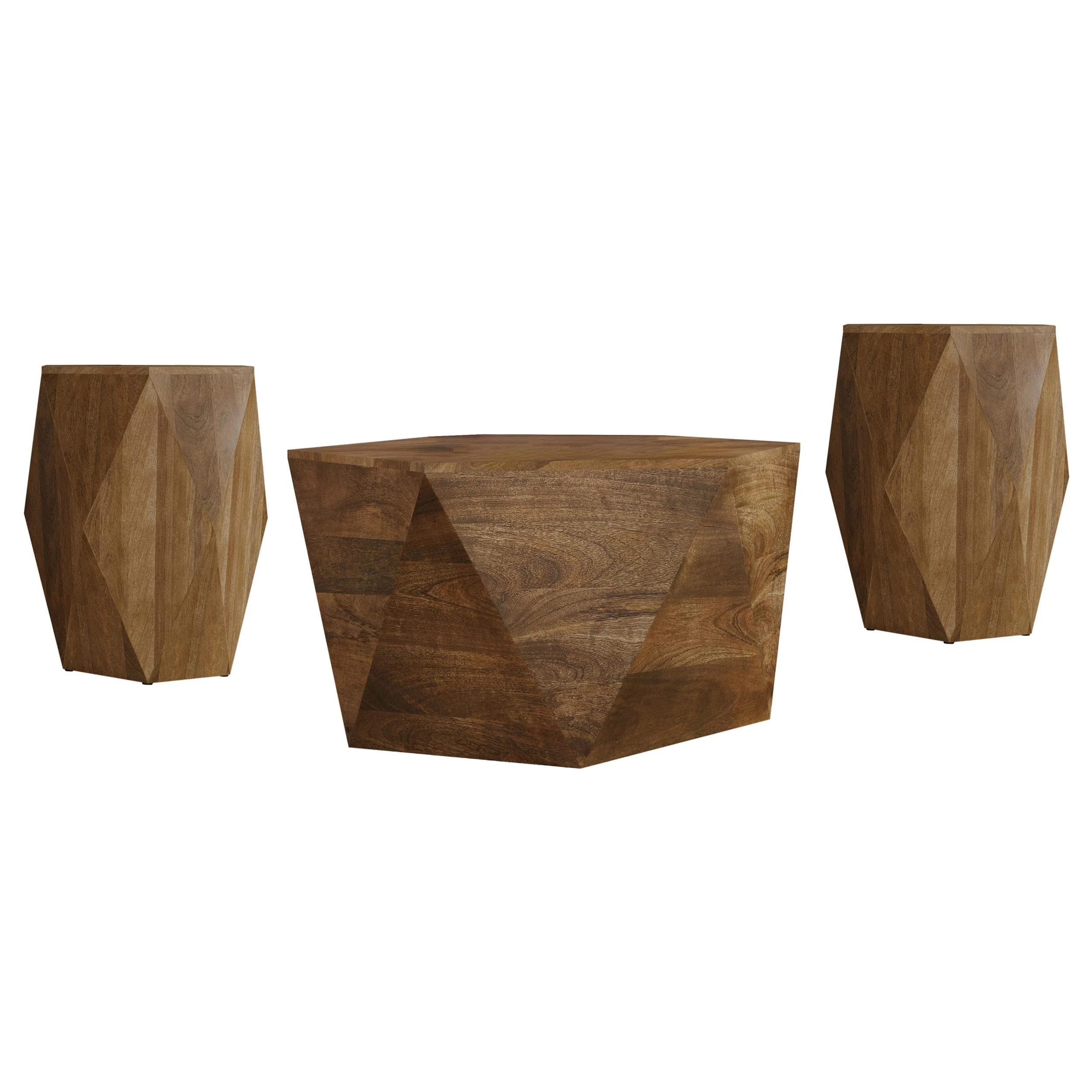 Zalika 3-piece Solid Wood Coffee and End Table Set Natural - Image 2