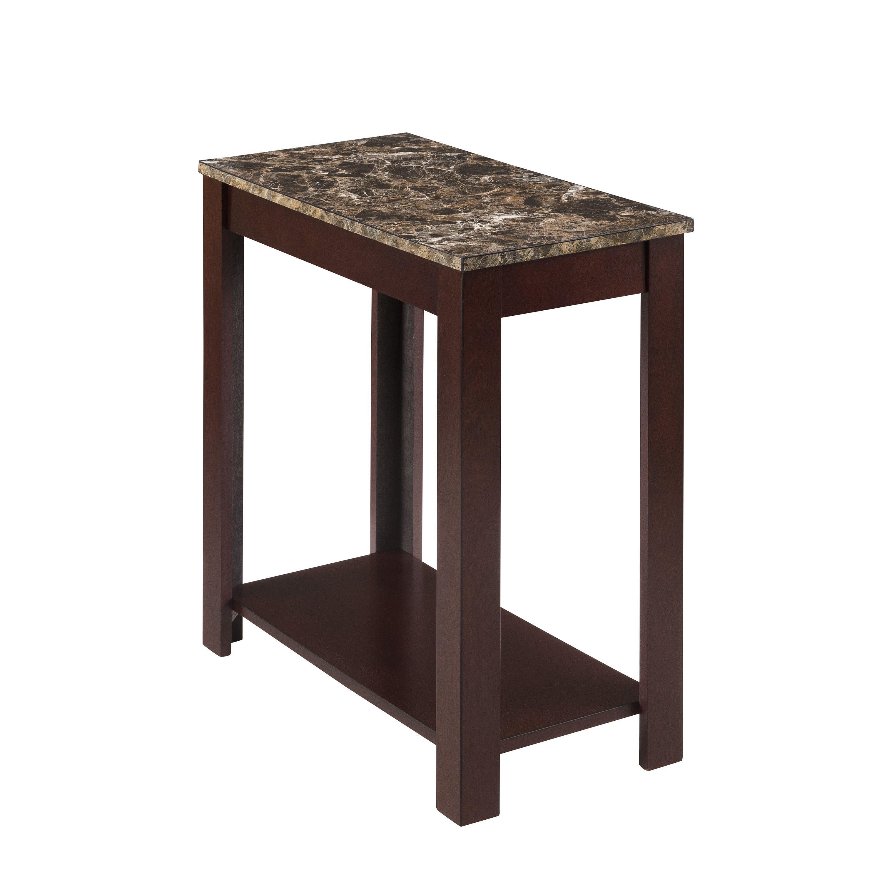 Devon Brown Marble Top Rectangular Side Table - Image 2