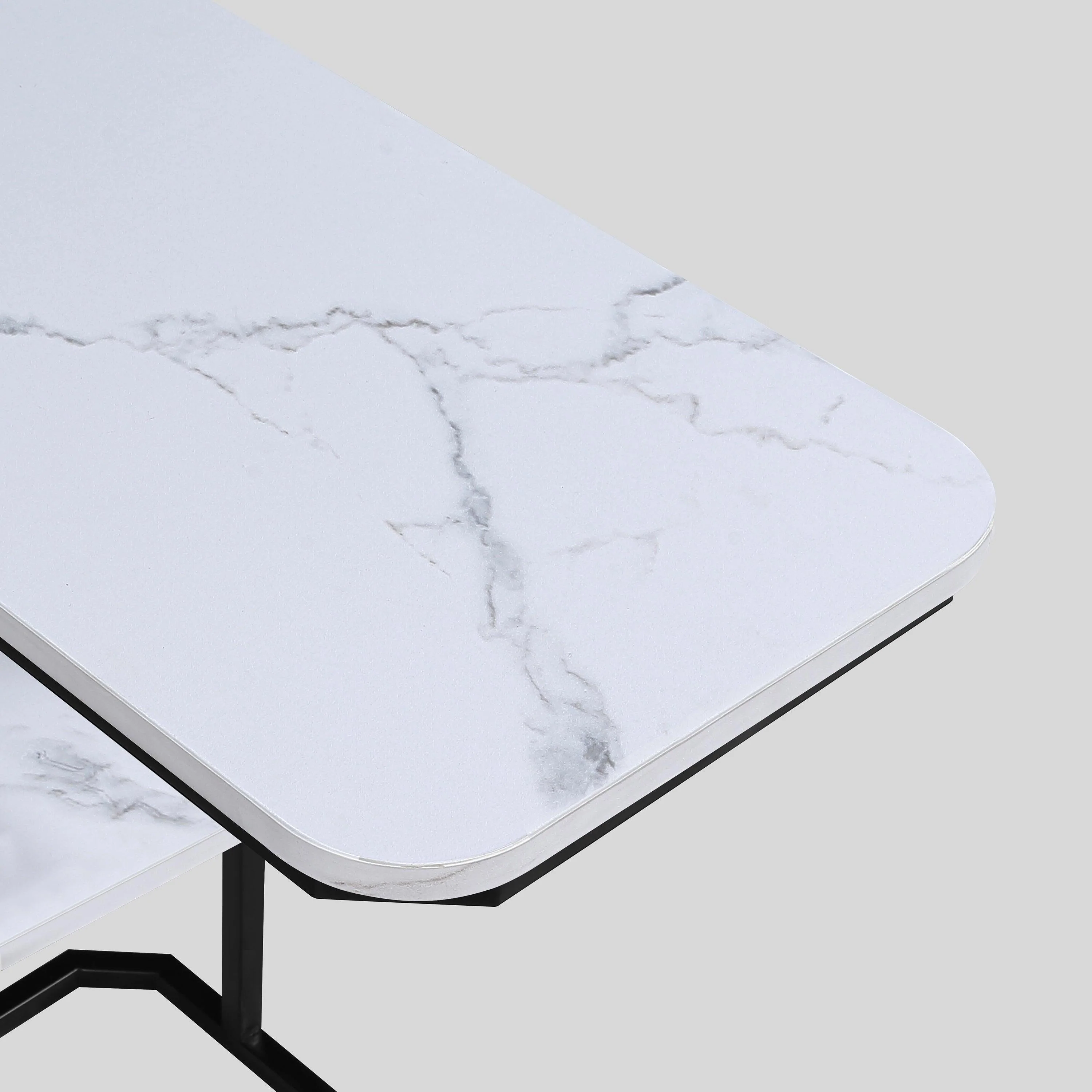 Ida Black White Faux Marble Side Table - Image 3