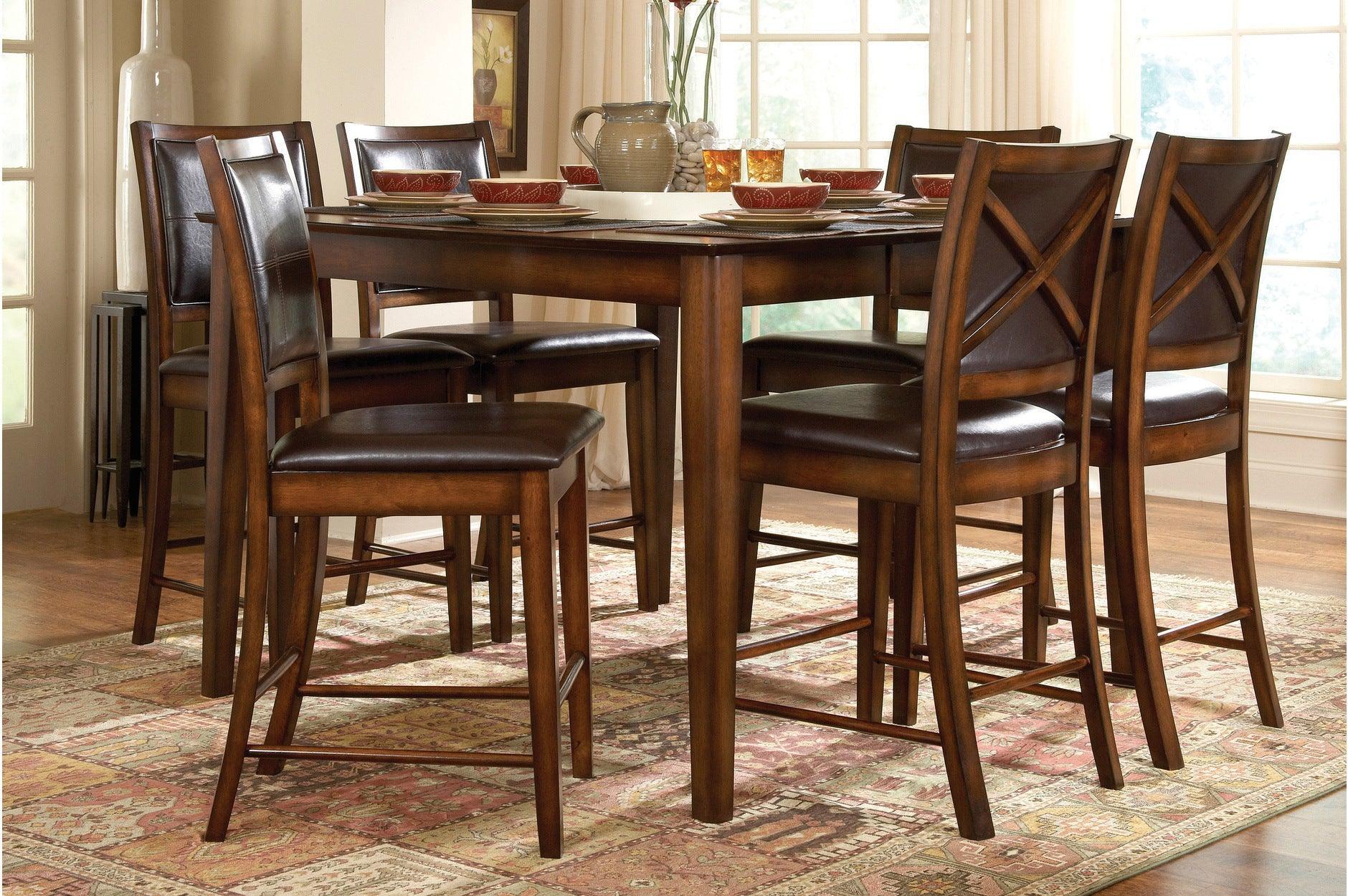 Verona Cherry Brown Faux Leather Counter Height Set - Image 1