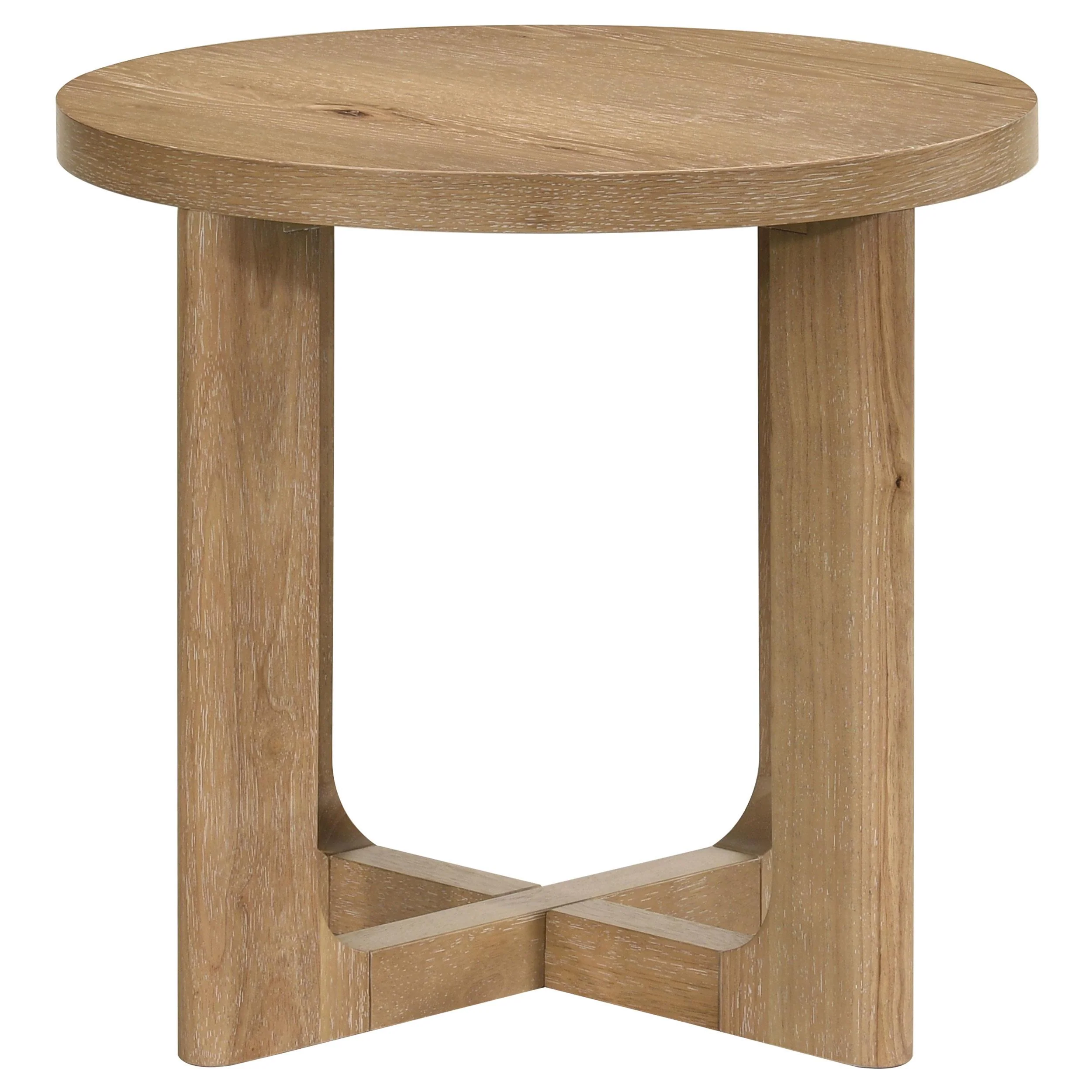 Kessler Round Sculptural Wood End Table Light Oak - Image 3