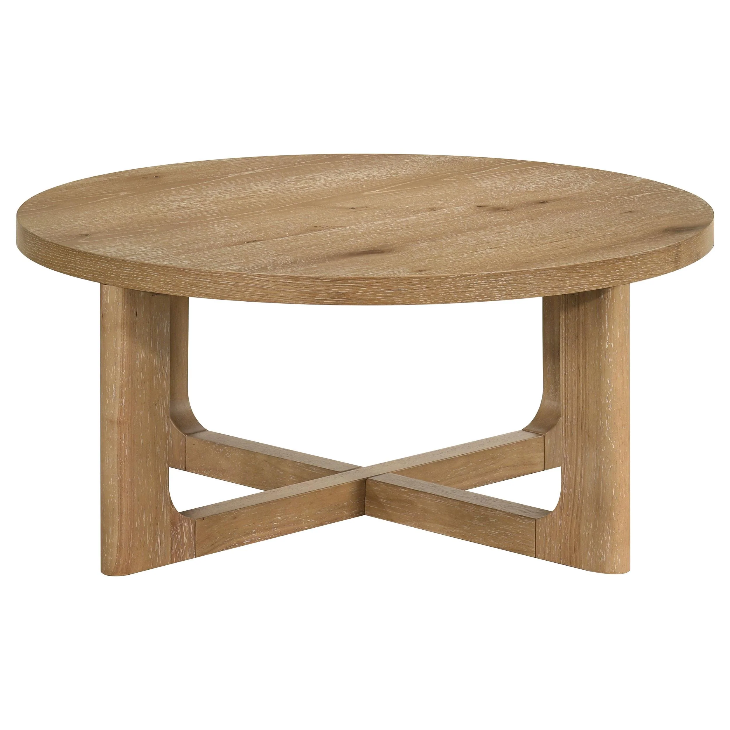 Kessler Round Sculptural Wood Coffee Table Light Oak - Image 3