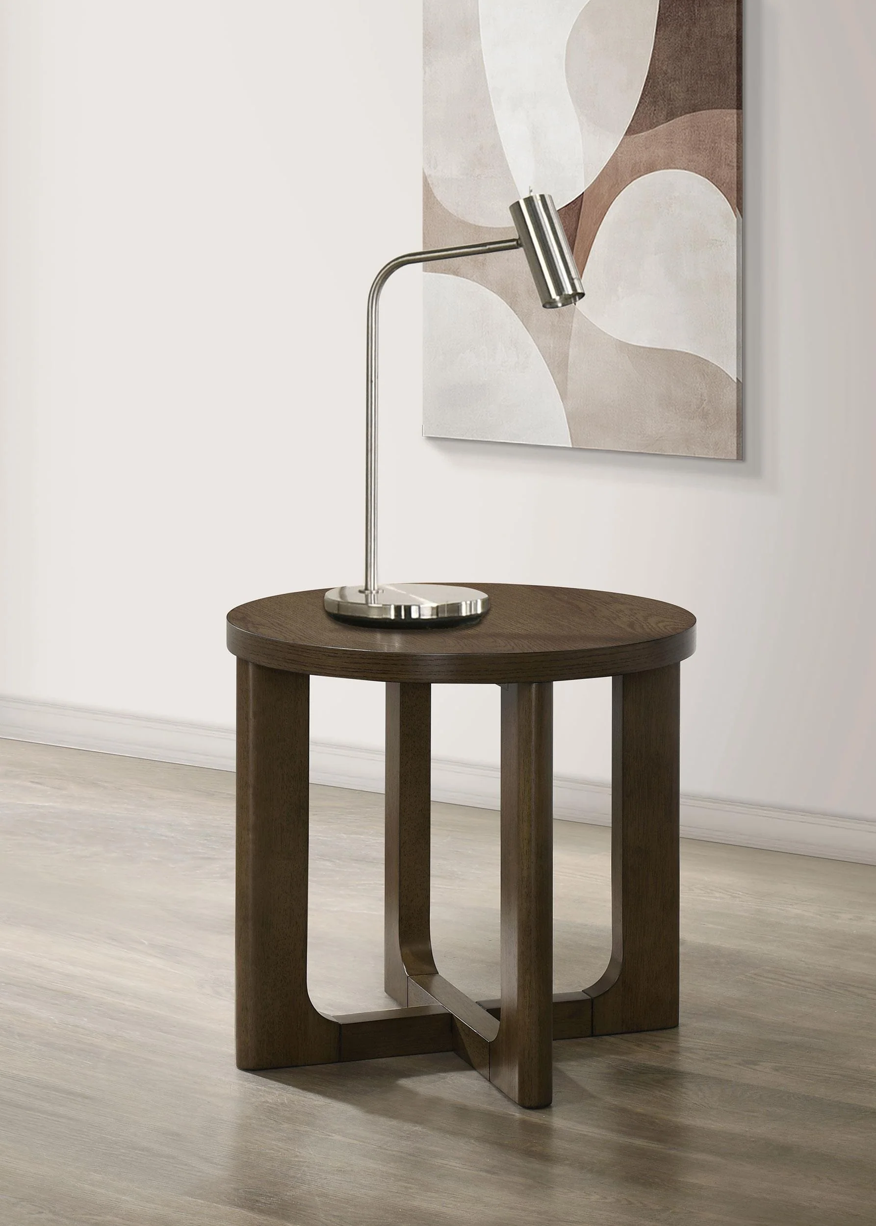 Kessler Round Sculptural Wood End Table Brown - Image 2