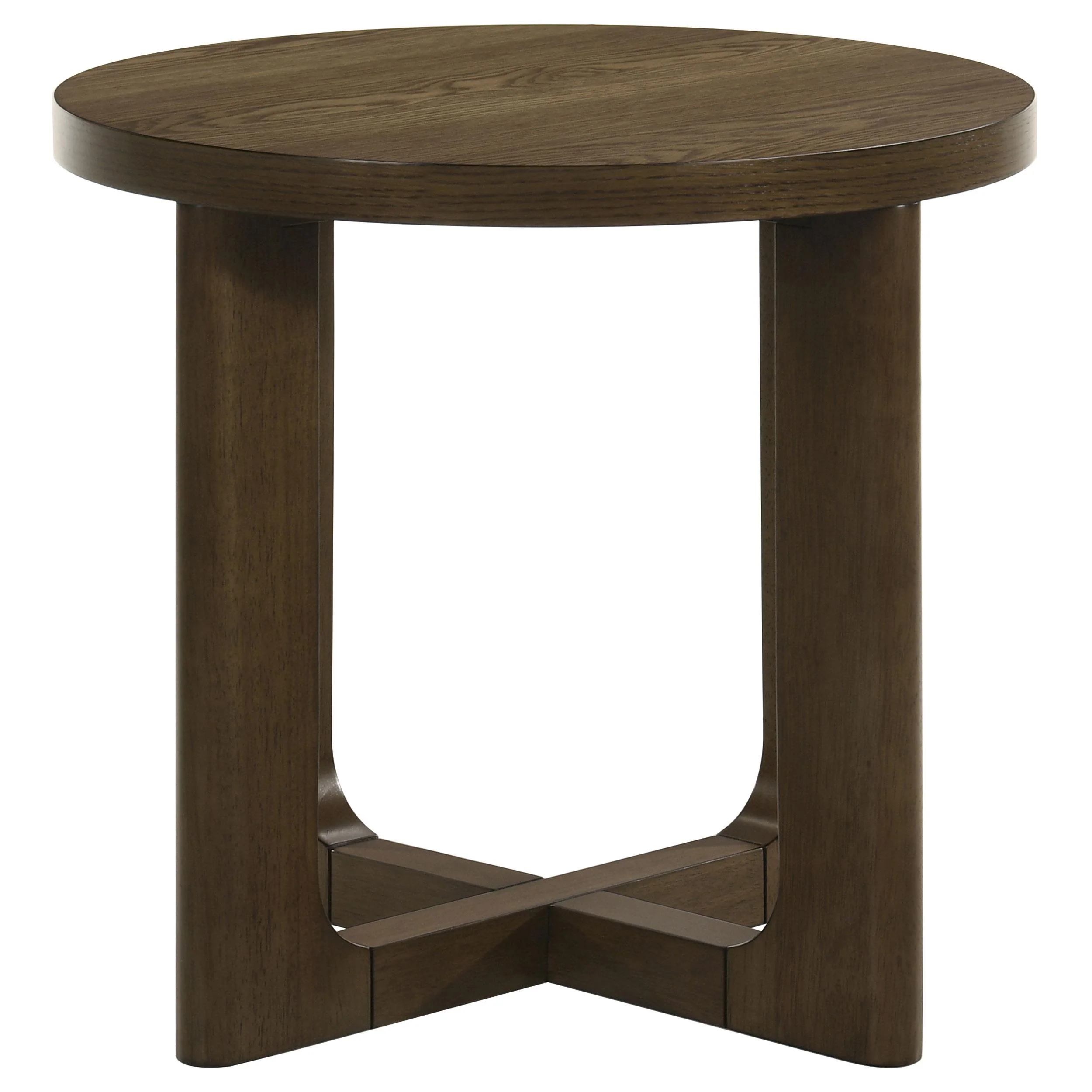 Kessler Round Sculptural Wood End Table Brown - Image 3