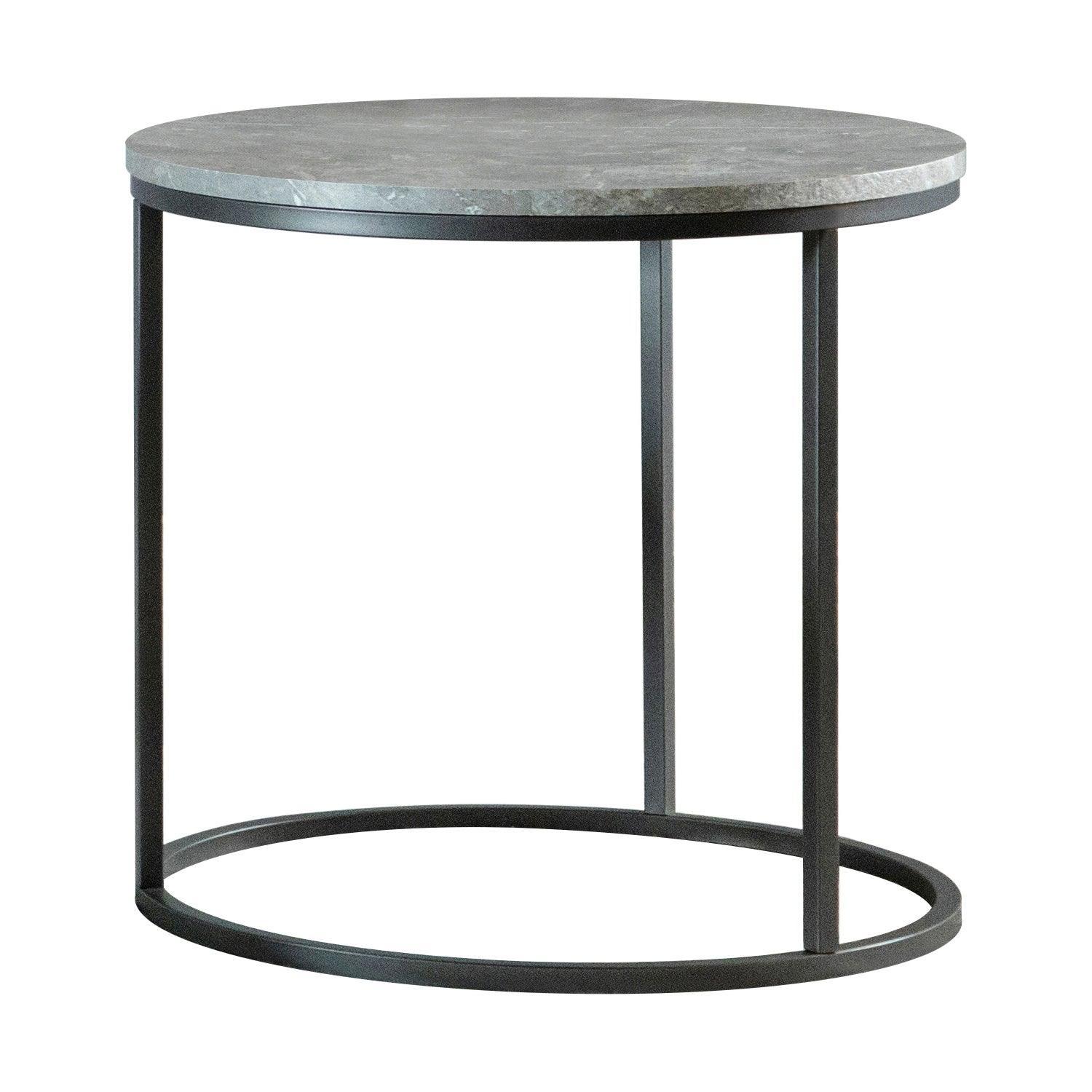 Lainey Faux Marble Round Top End Table Gray Gunmetal - Image 3