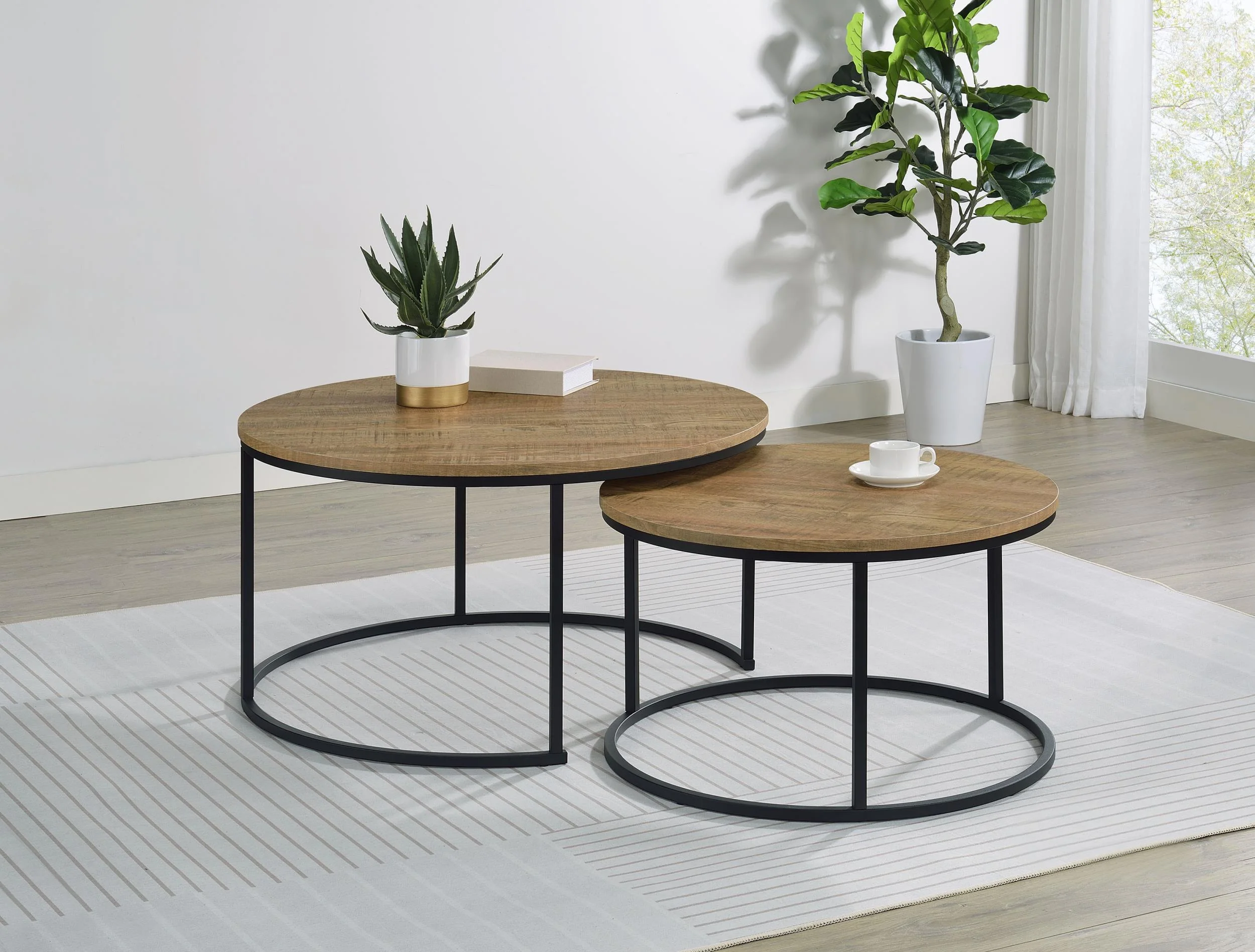 Lainey 2-piece Round Nesting Coffee Table Mango - Image 2
