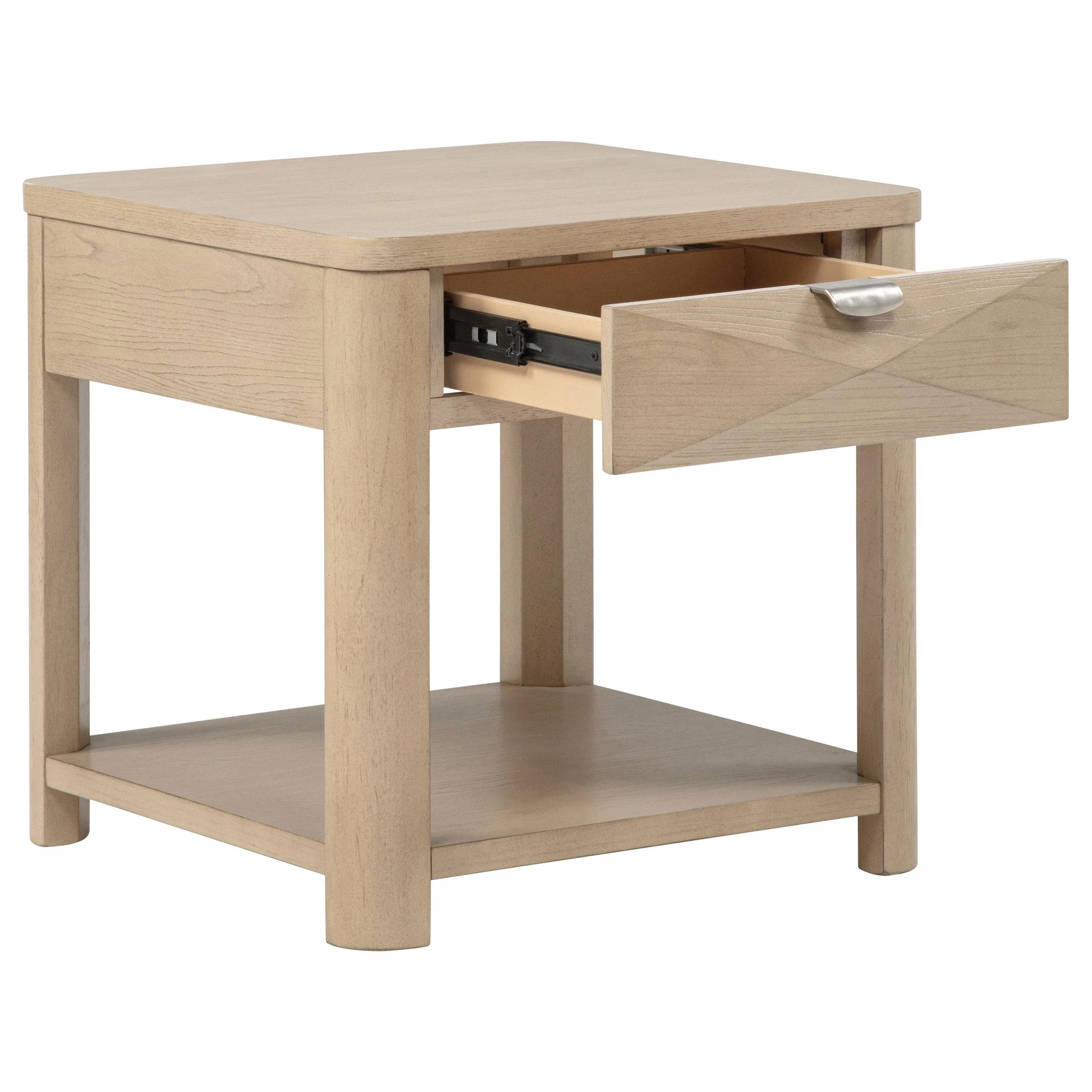 Marcelo Wood End Table with Drawer and Shelf Light Elm - Image 2