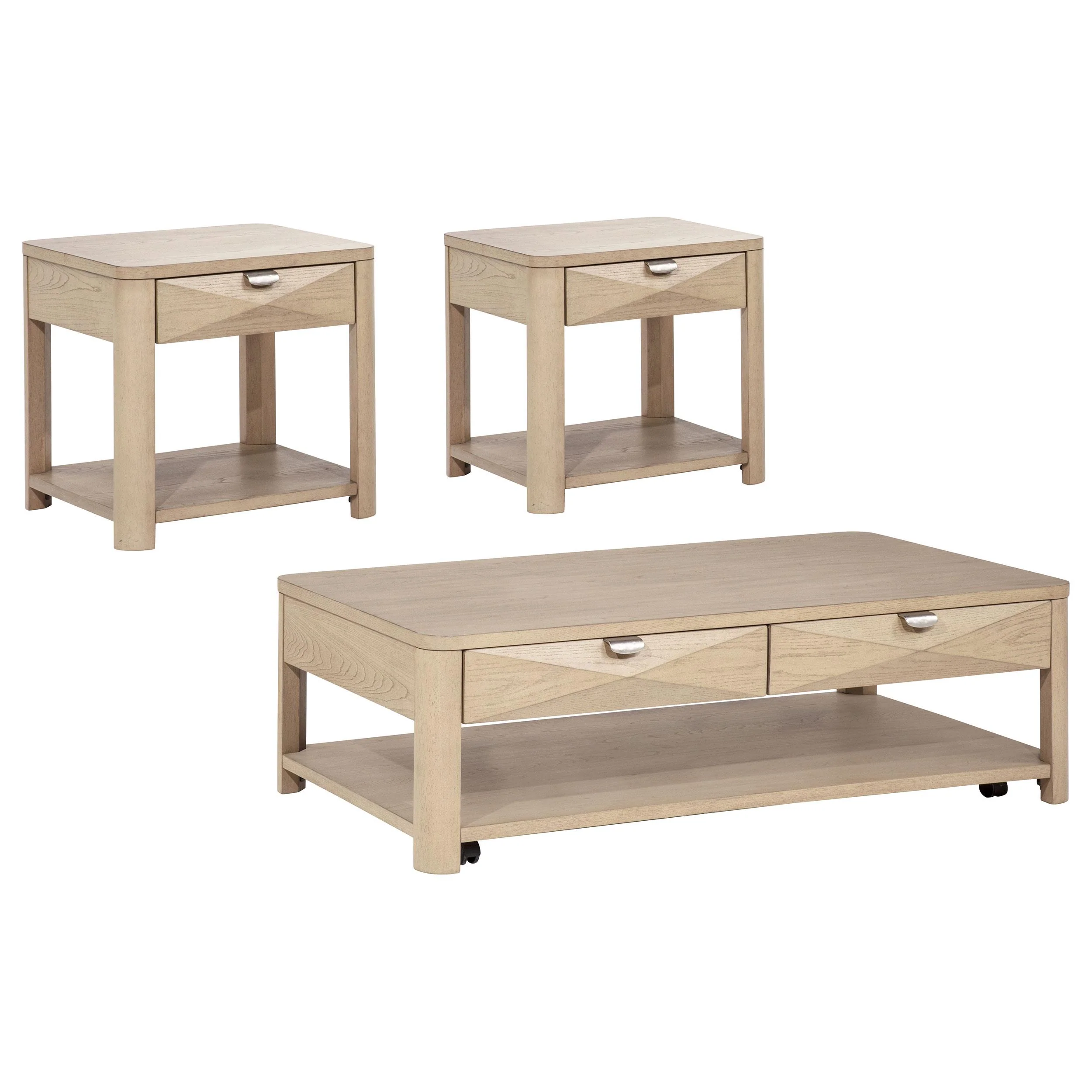 Marcelo 3-piece Coffee Table Set with Storage Light Elm - Image 2