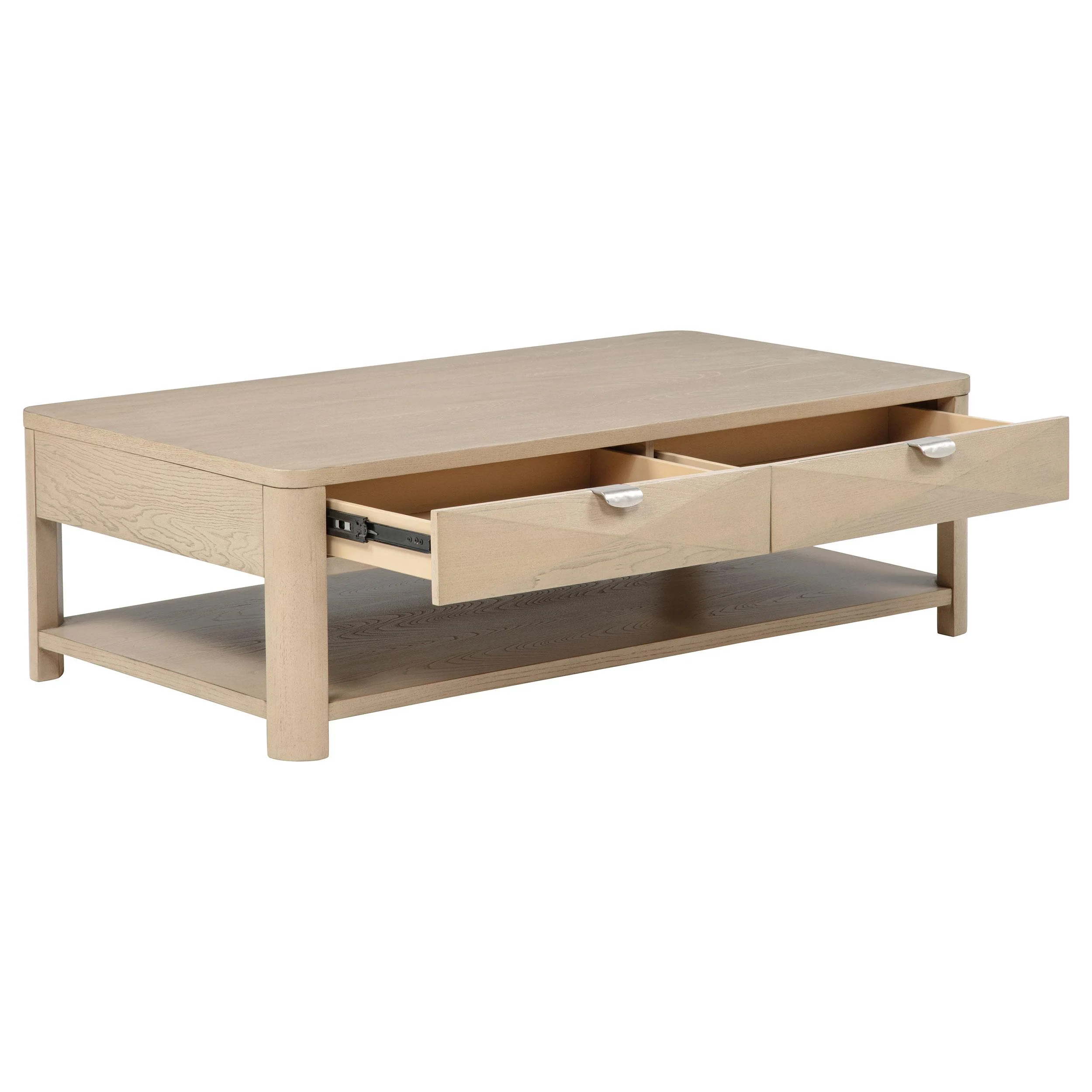 Marcelo Wood Coffee Table with 2 Drawers and Shelf Light Elm - Image 2