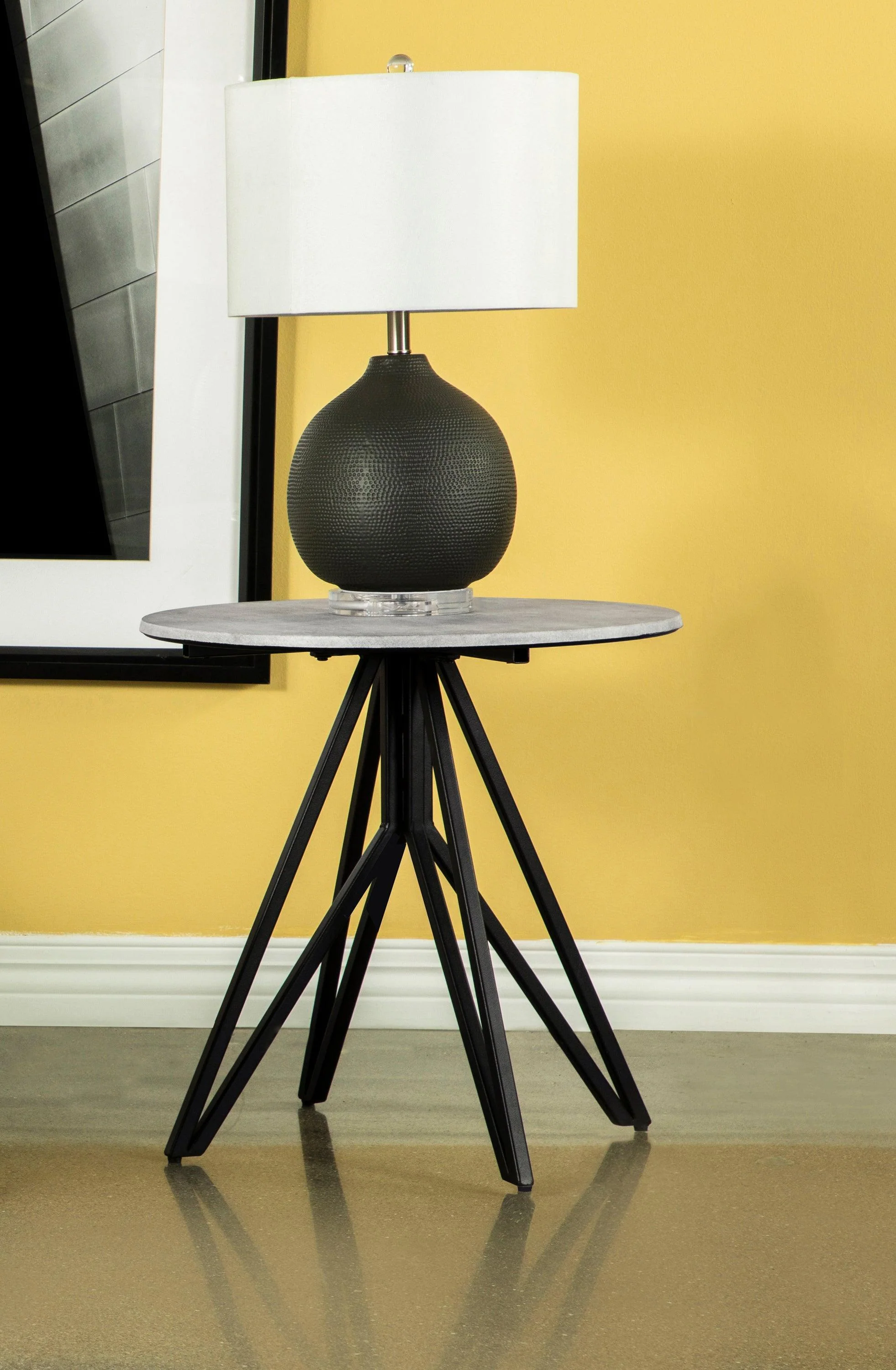 Hadi Round End Table With Hairpin Legs Cement Gunmetal - Image 2