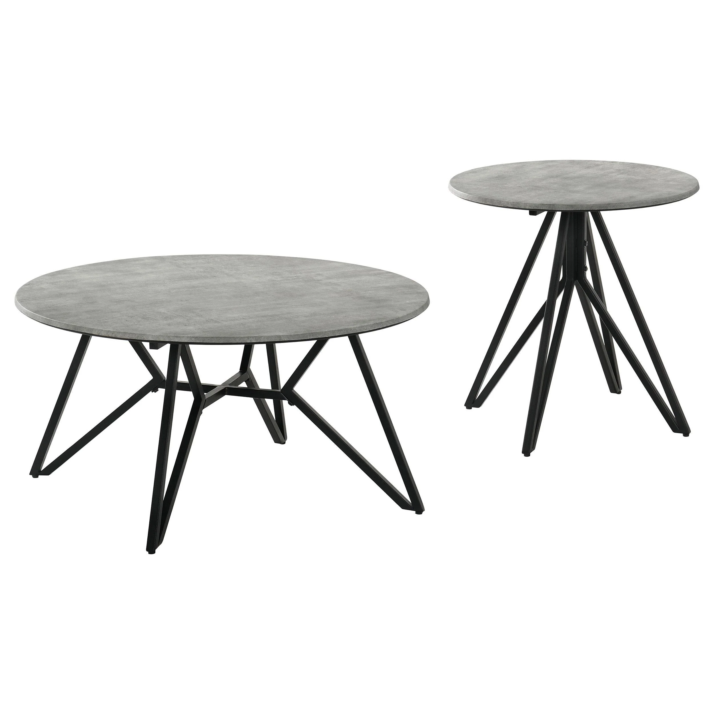Hadi 2-piece Round SmartTop Coffee and End Table Set Cement - Image 2