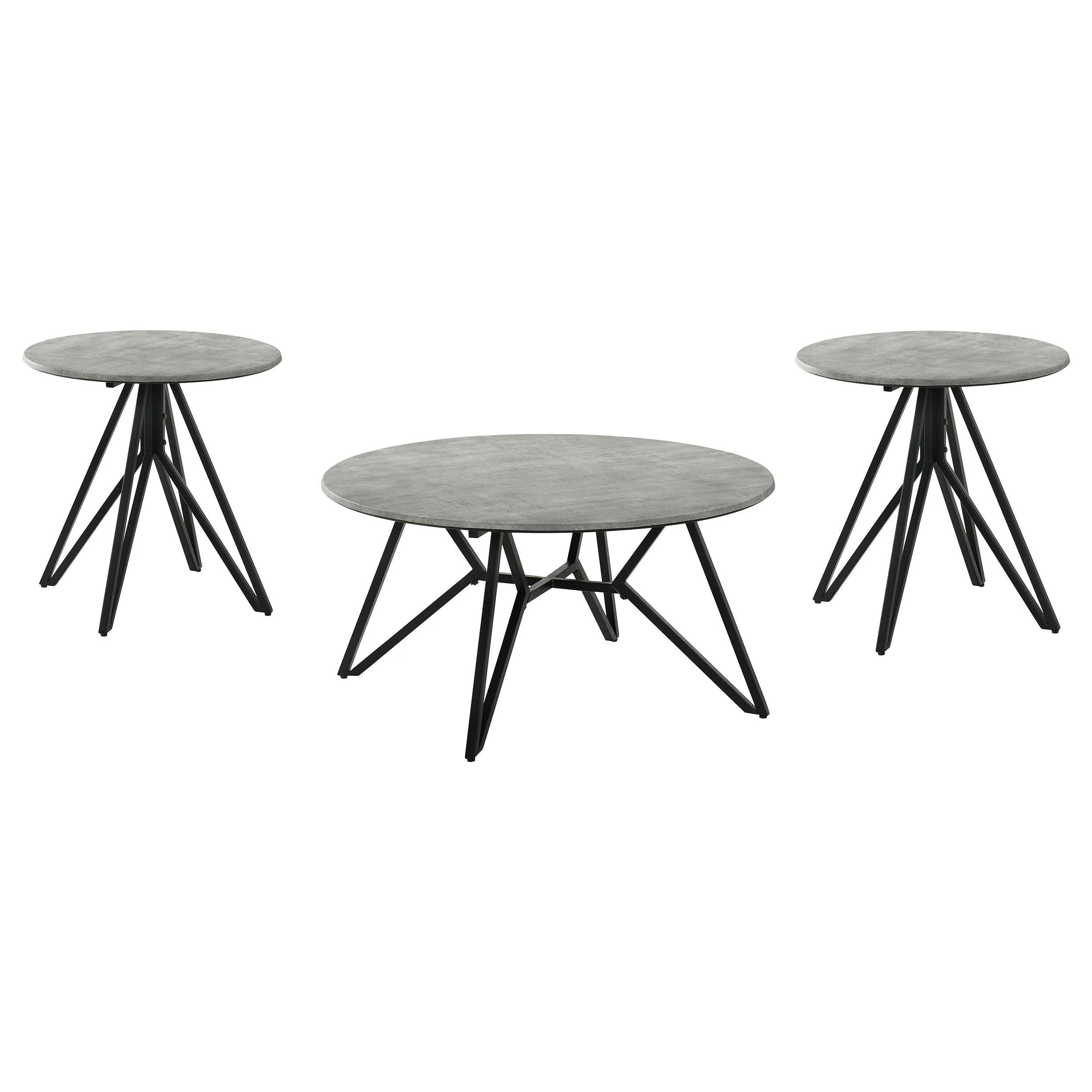 Hadi 3-piece Round SmartTop Coffee and End Table Set Cement - Image 2