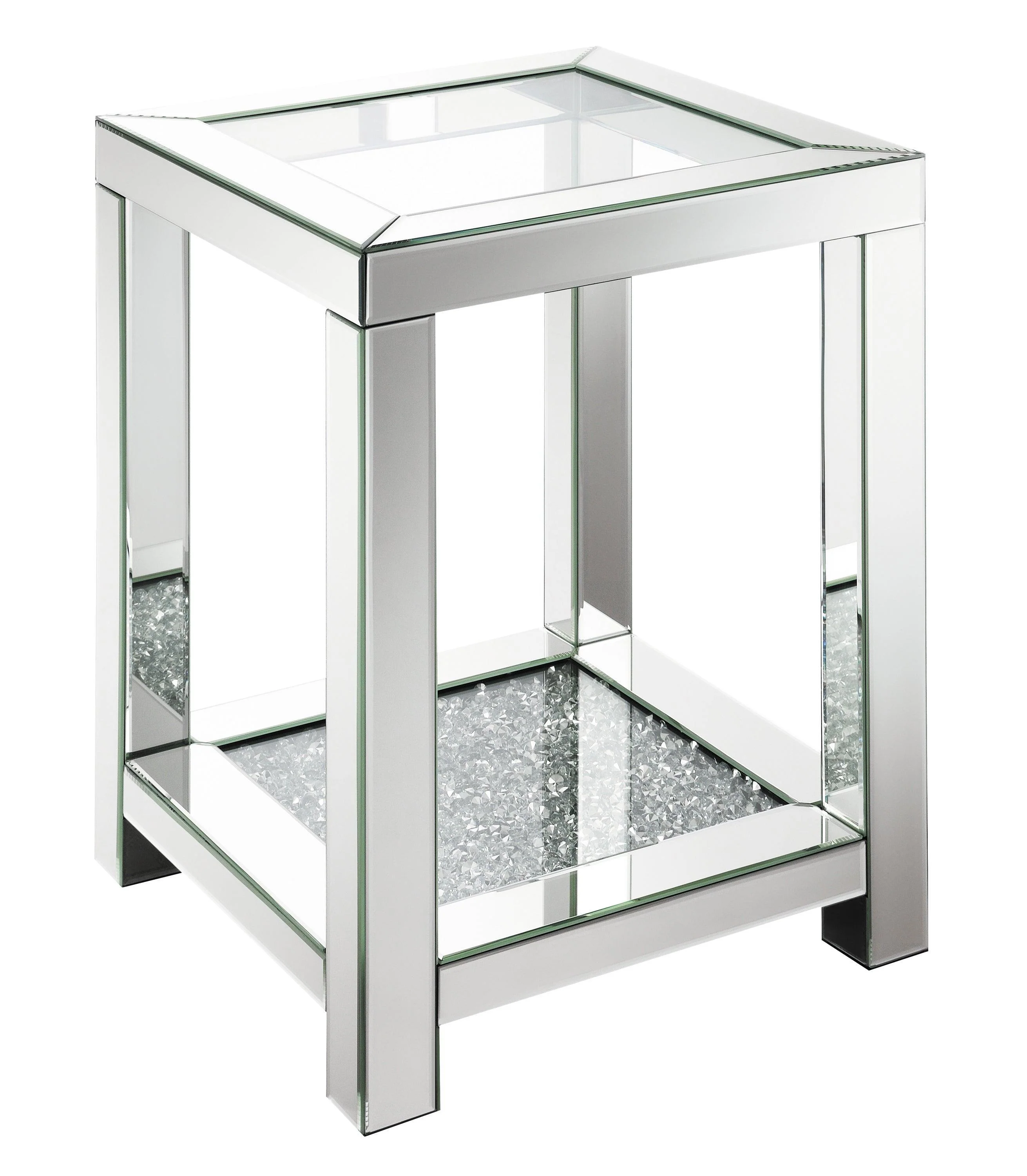 Mozzi Square End Table With Glass Top Mirror - Image 3