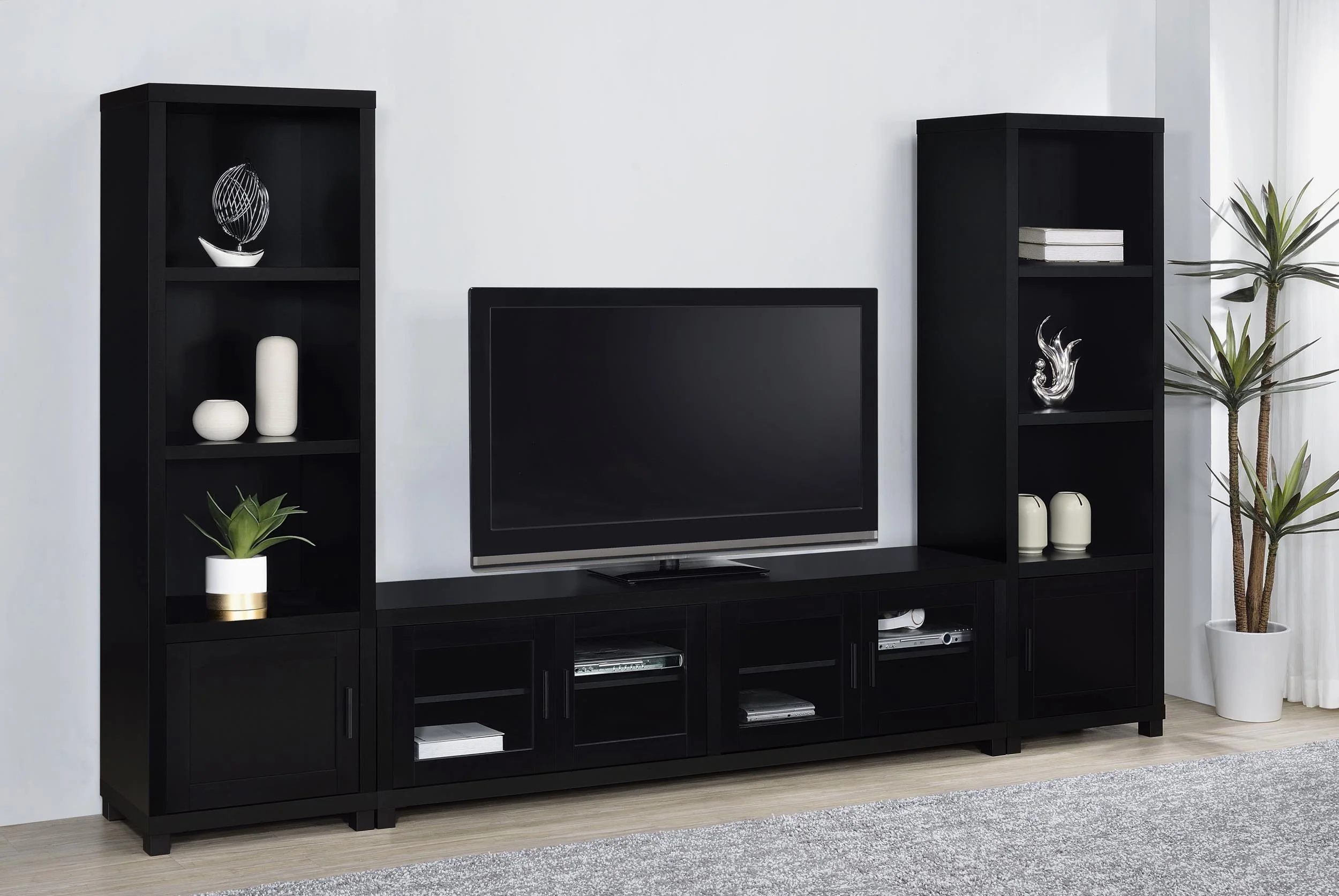 Jupiter 3-Piece Entertainment Center 79-inch TV Stand Black - Image 2