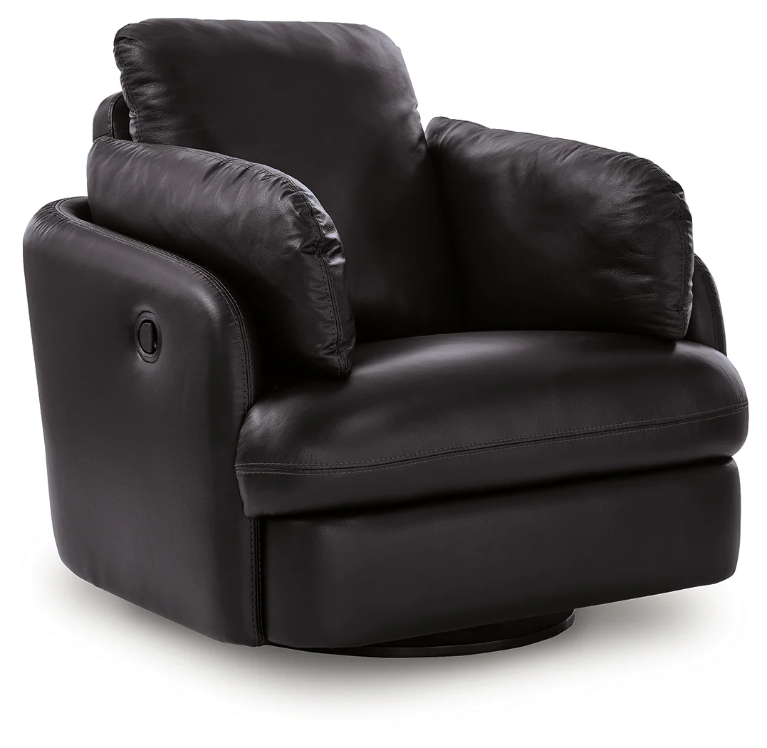 Modmax II Black Leather Swivel Glider Recliner - Image 2