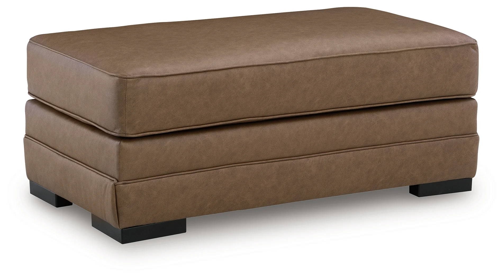 VillaCourt Caramel Faux Leather Ottoman - Image 2