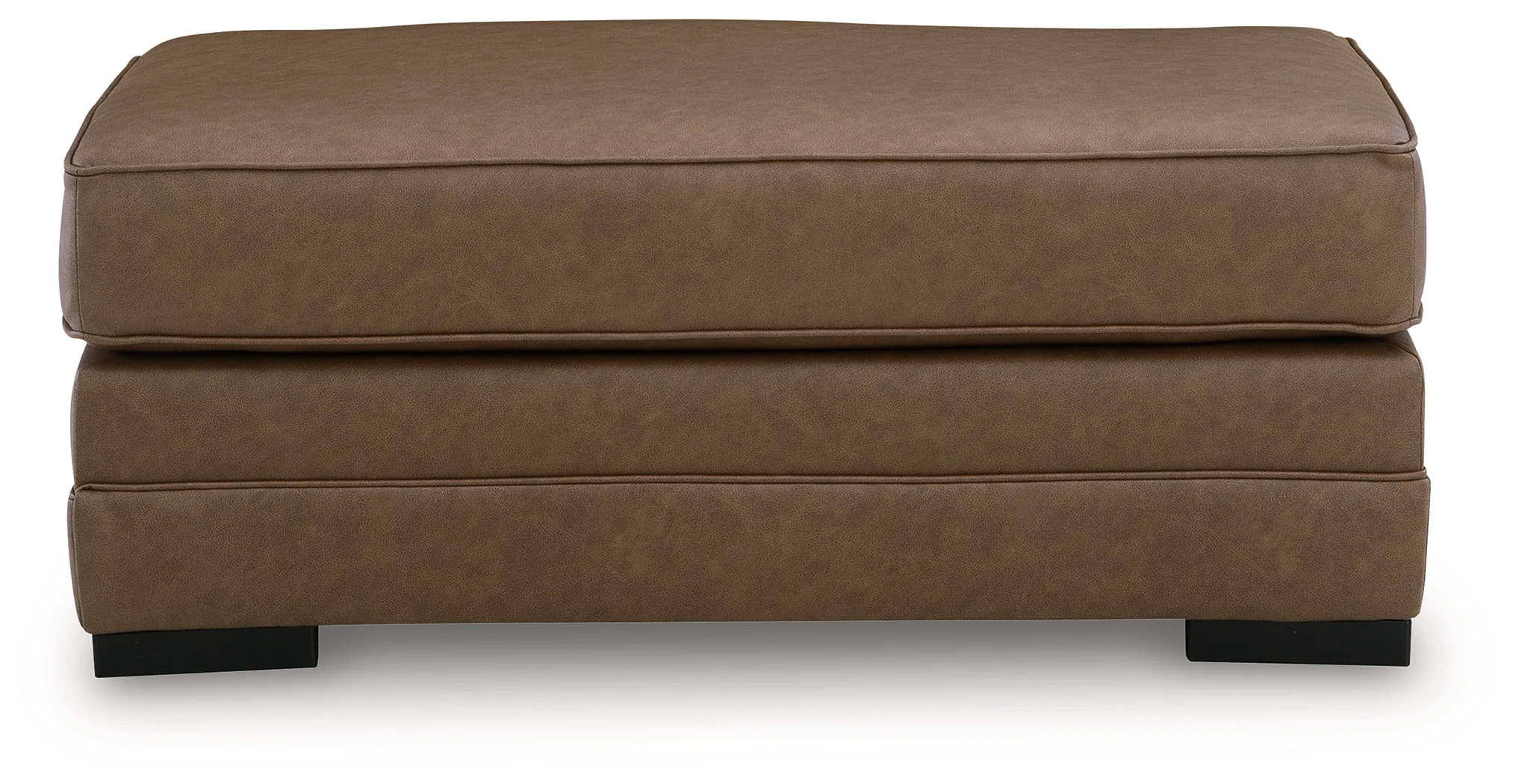 VillaCourt Caramel Faux Leather Ottoman - Image 3