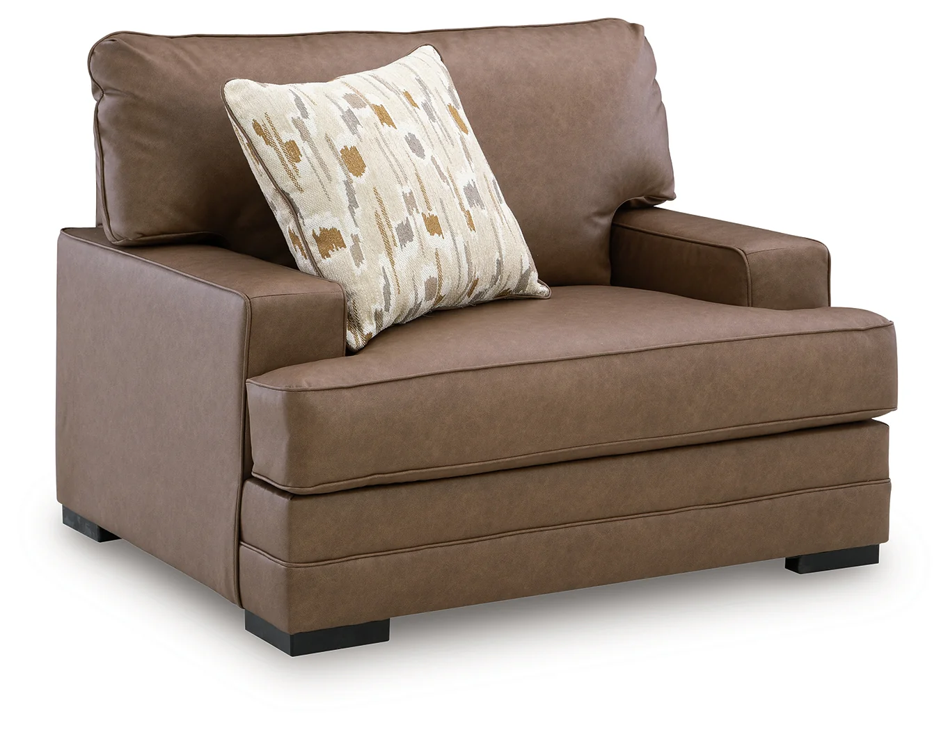 VillaCourt Caramel Faux Leather Oversized Chair - Image 2