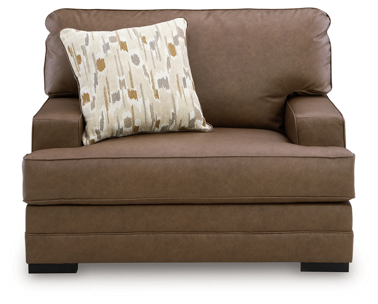 VillaCourt Caramel Faux Leather Oversized Chair - Image 3