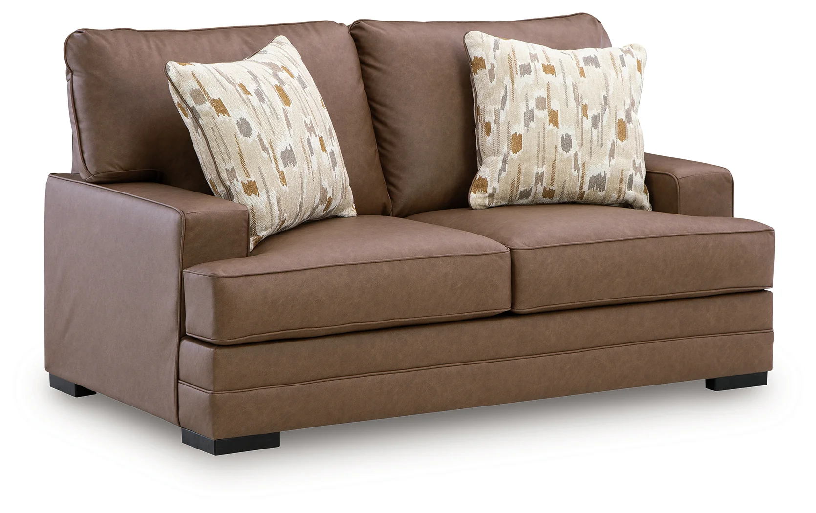 VillaCourt Caramel Faux Leather Loveseat - Image 2