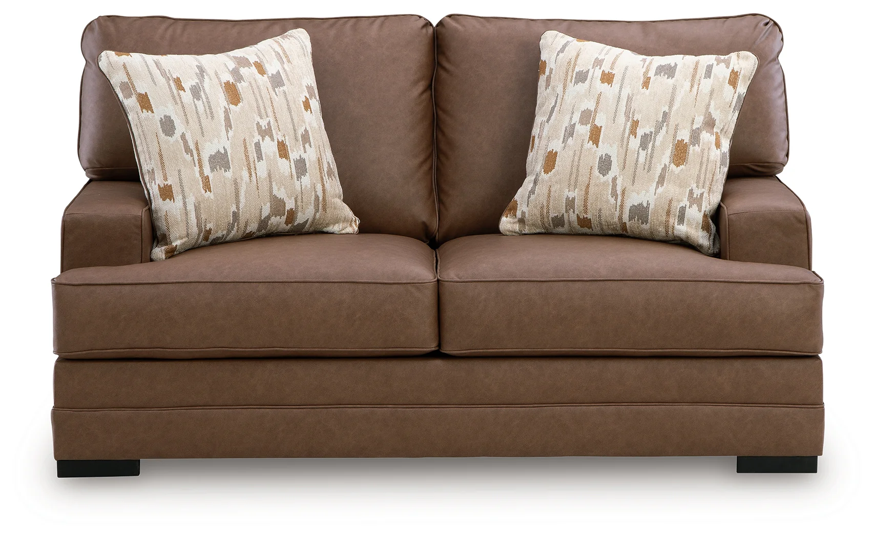 VillaCourt Caramel Faux Leather Loveseat - Image 3