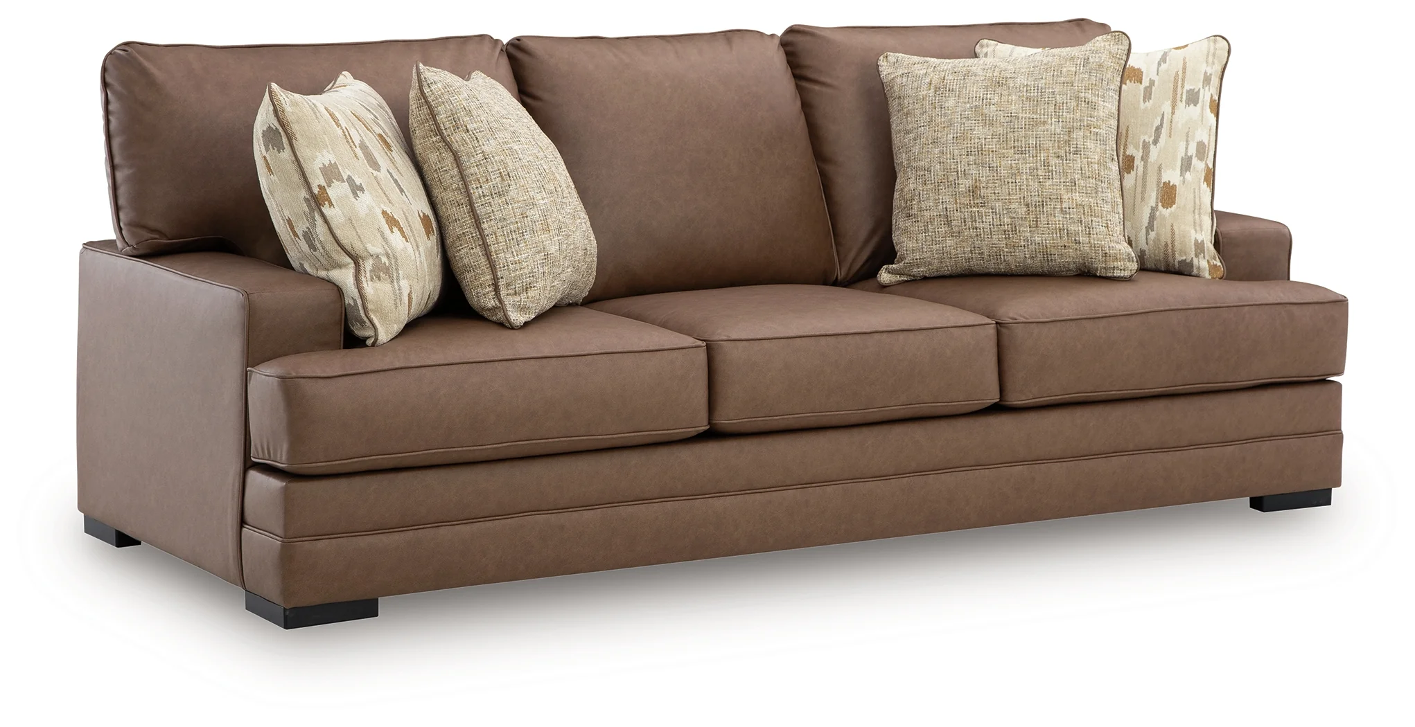 VillaCourt Caramel Faux Leather Sofa - Image 2