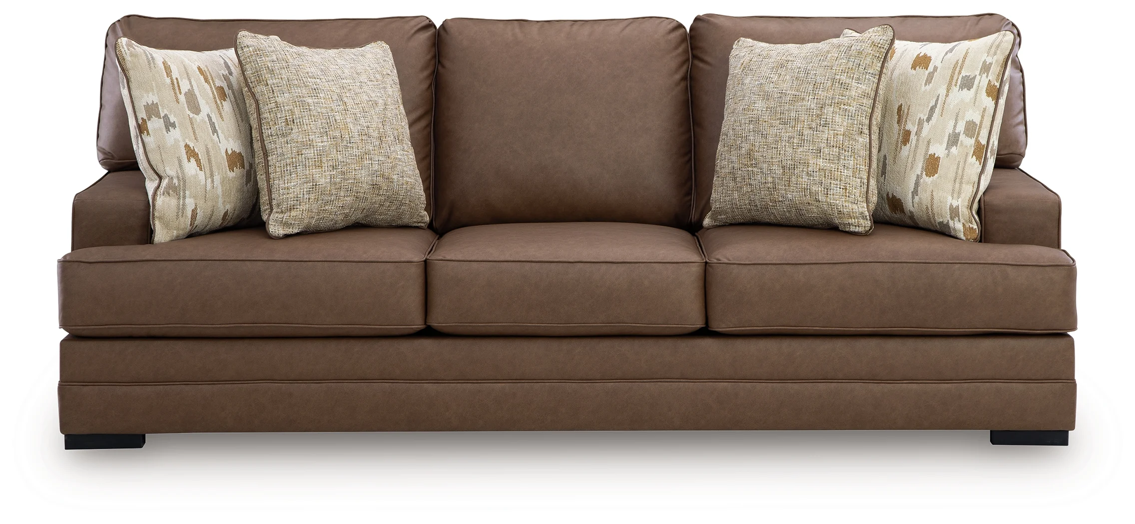 VillaCourt Caramel Faux Leather Sofa - Image 3