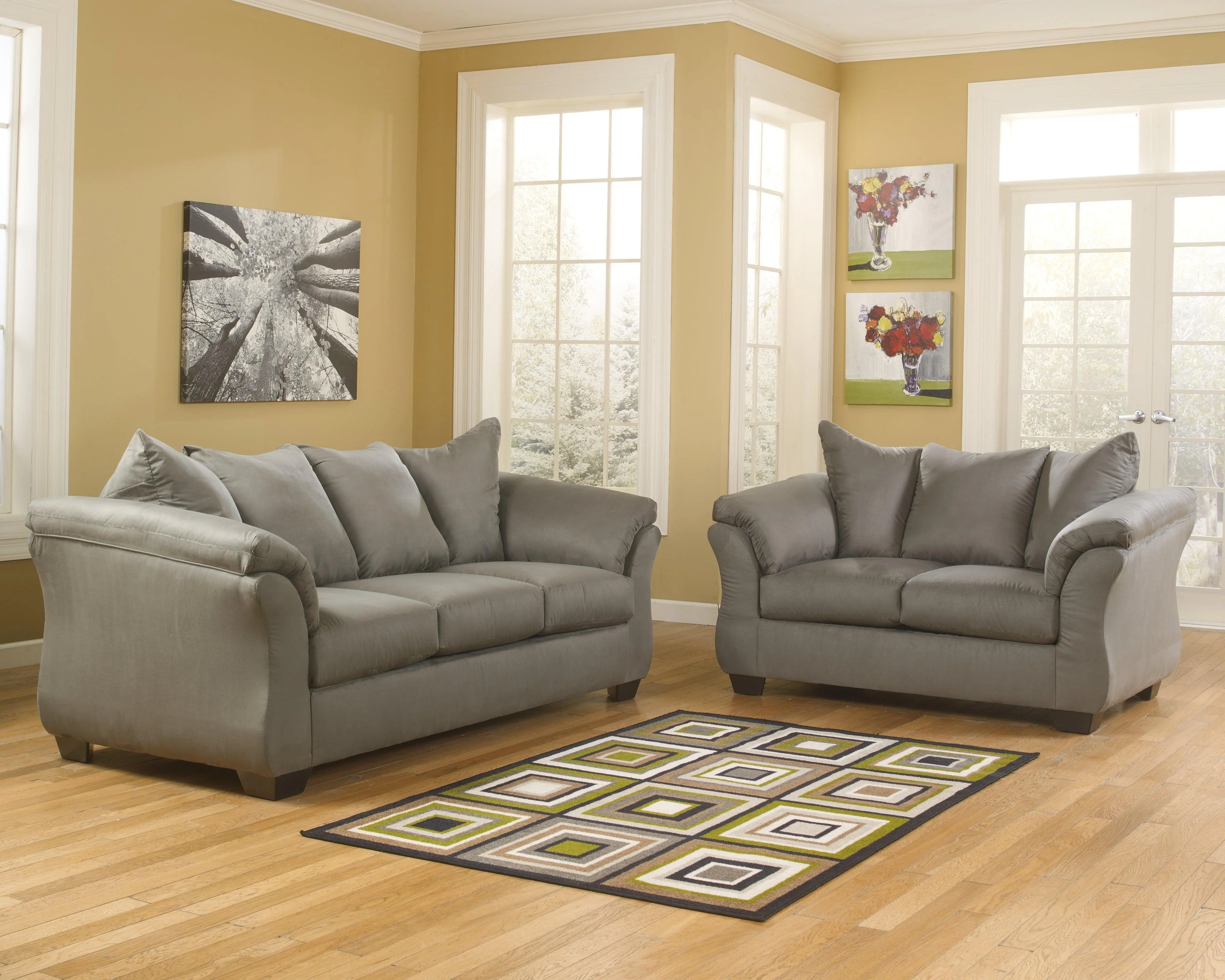 Darcy Cobblestone Microfiber Loveseat - Image 3