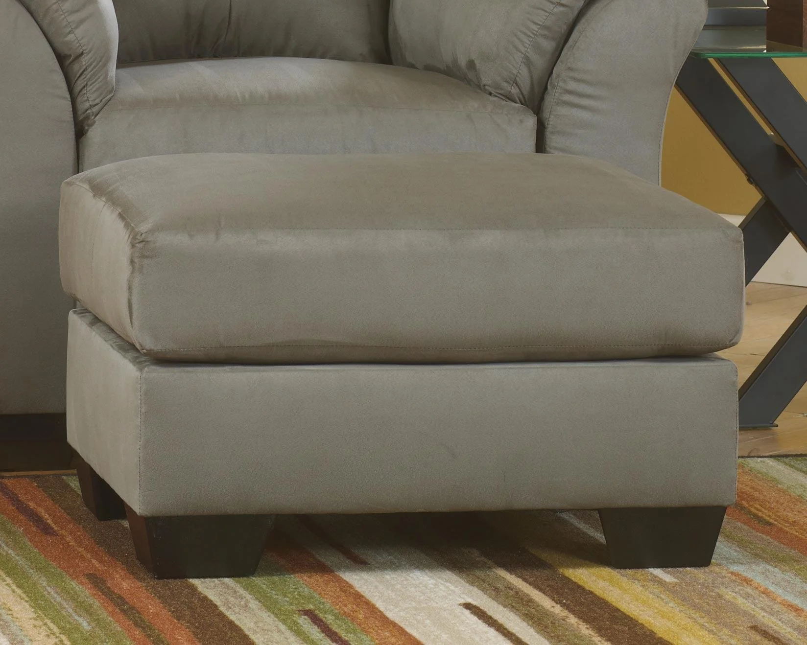 Darcy Cobblestone Microfiber Ottoman - Image 1
