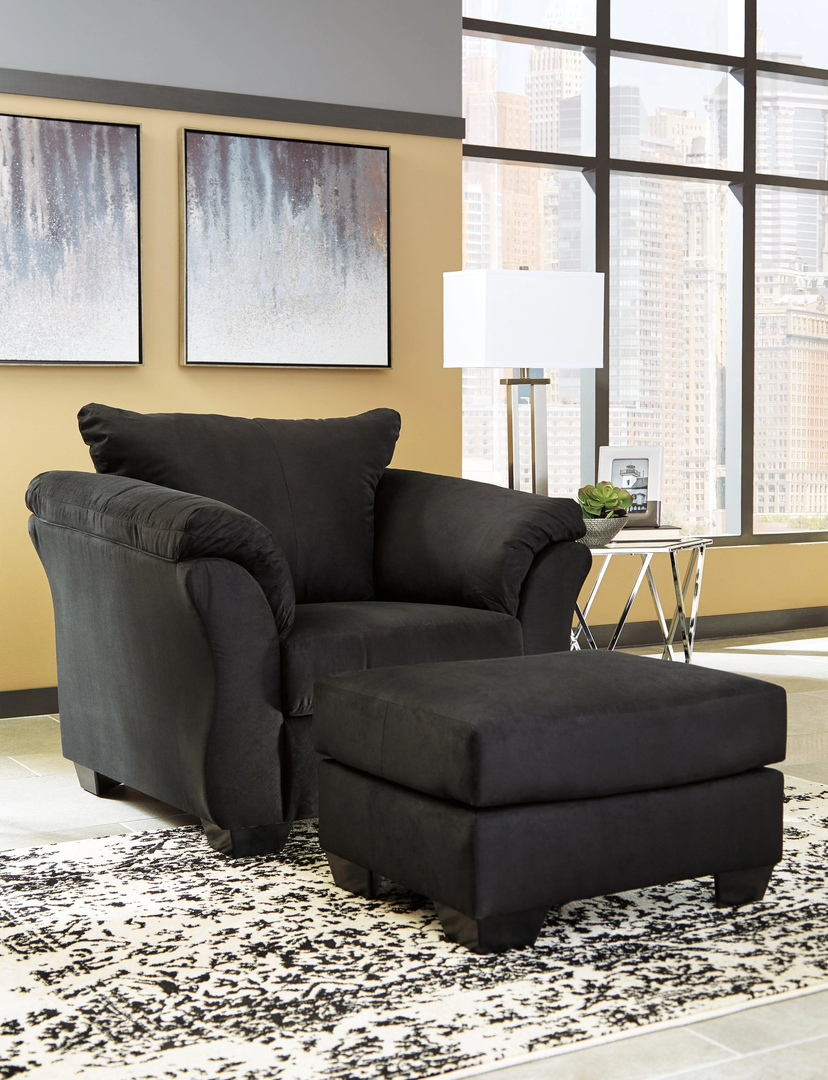 Darcy Black Microfiber Chair - Image 3