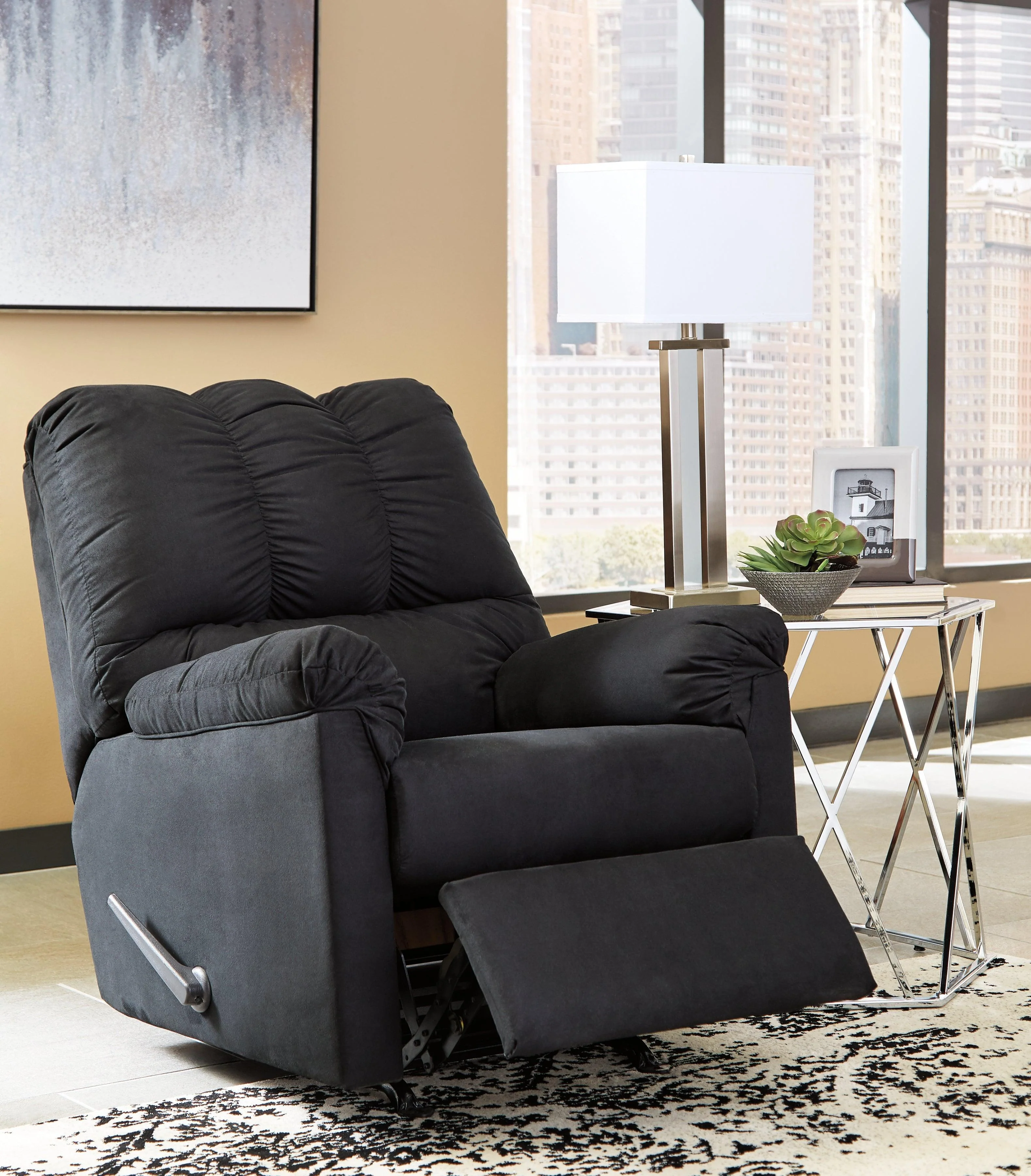 Darcy Black Microfiber Recliner - Image 3
