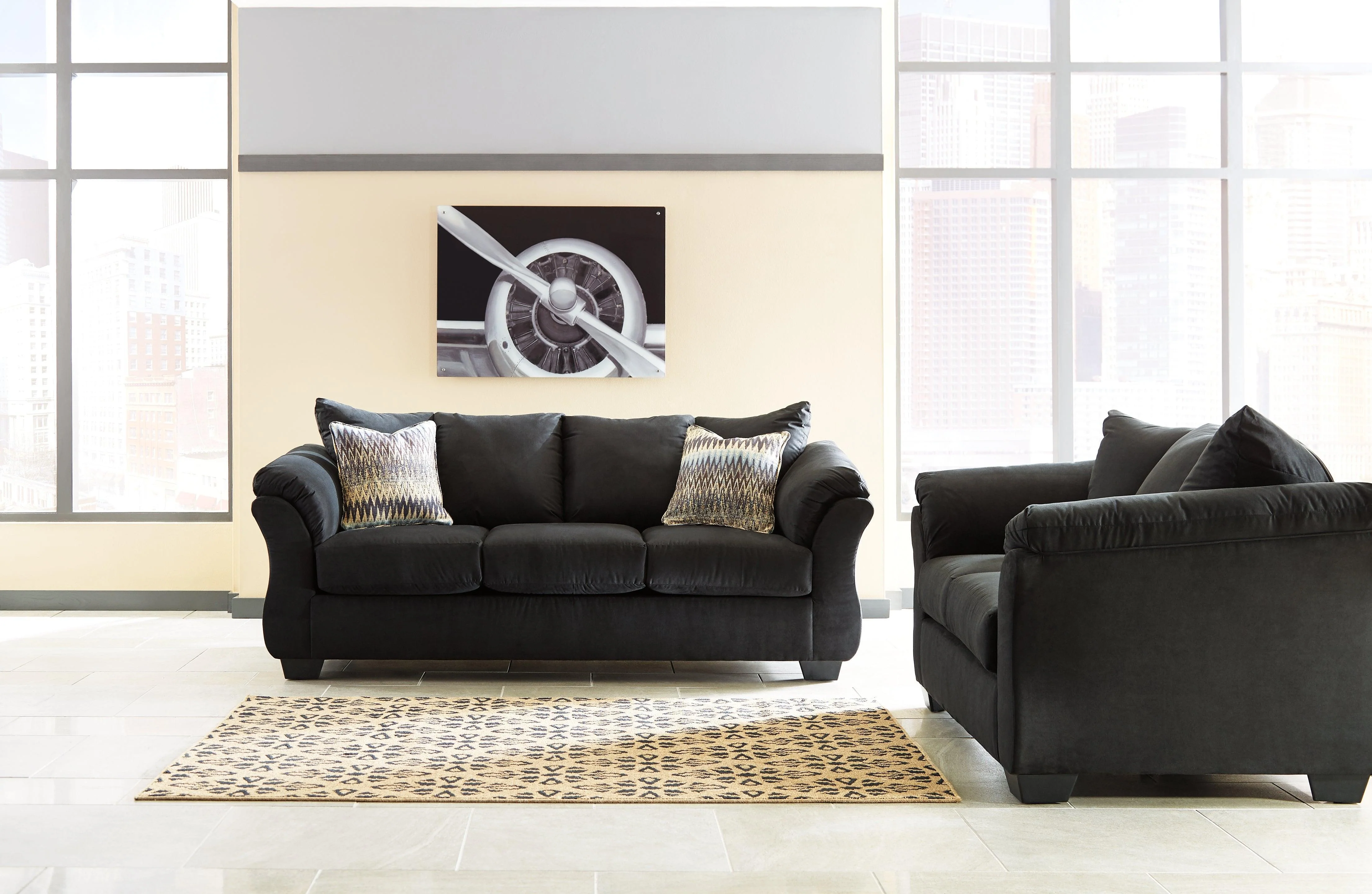 Darcy Black Microfiber Loveseat - Image 3