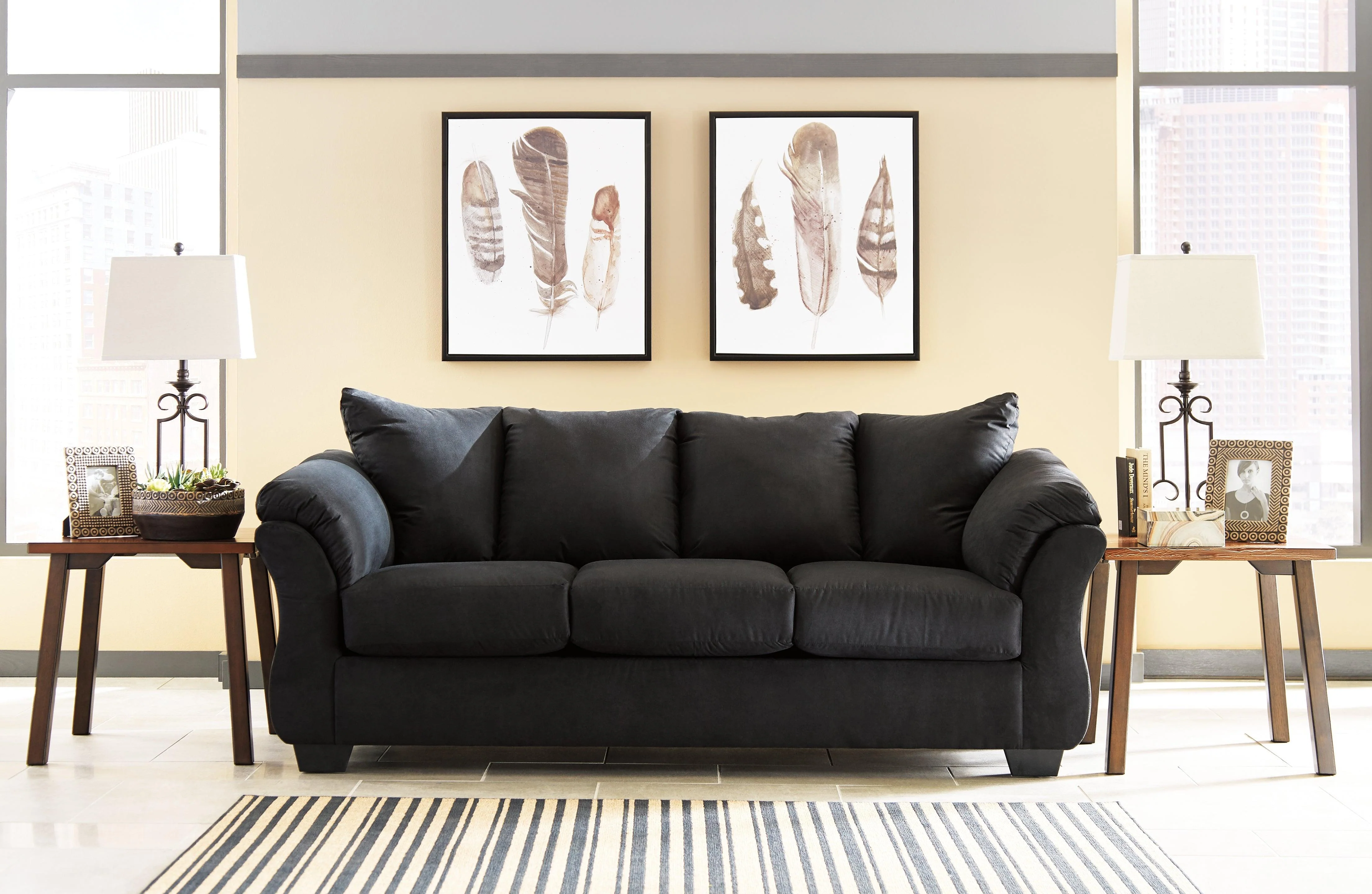 Darcy Black Microfiber Sofa - Image 3