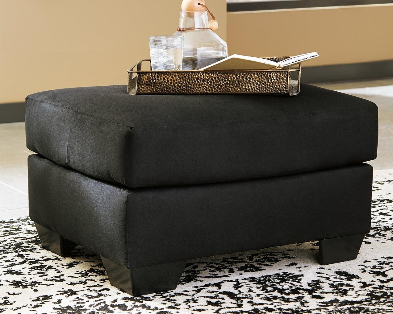 Darcy Black Microfiber Ottoman - Image 1