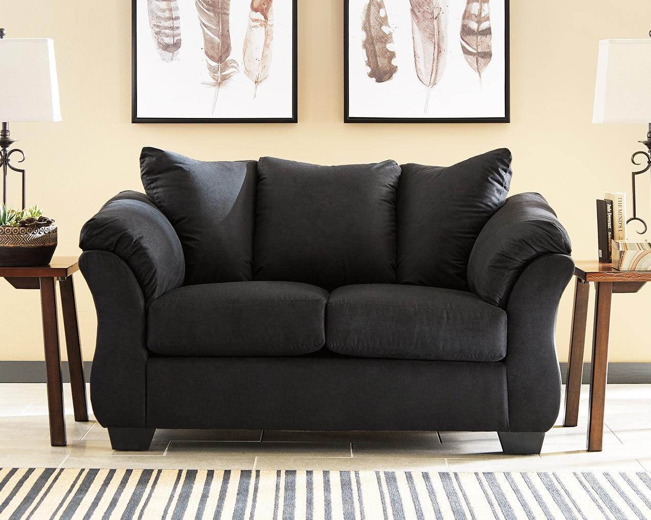 Darcy Black Microfiber Loveseat