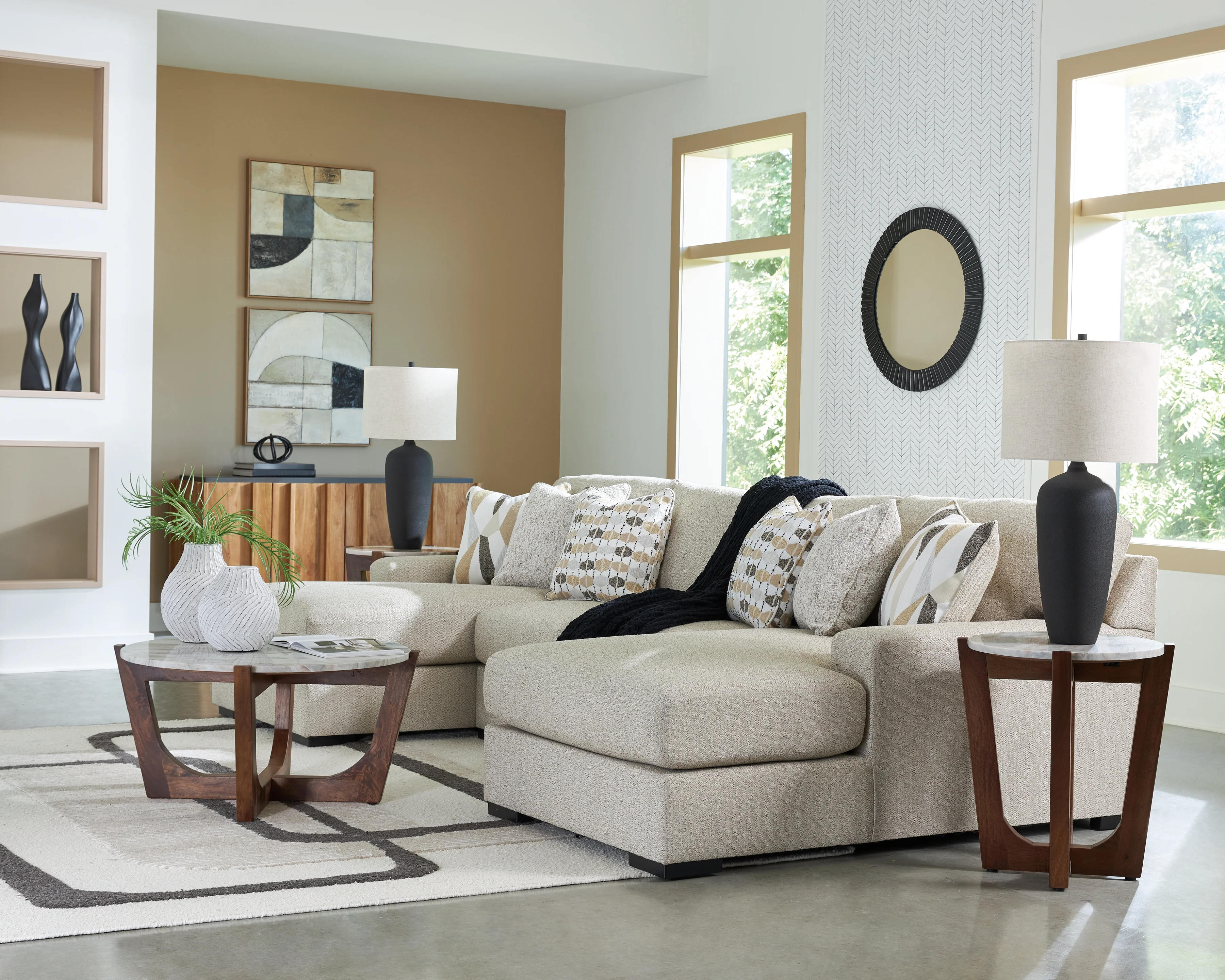 Laurelgrove Pebble Chenille,Performance Fabric,Next-Gen Nuvella™ 3-Piece Double Chaise Sectional - Image 3