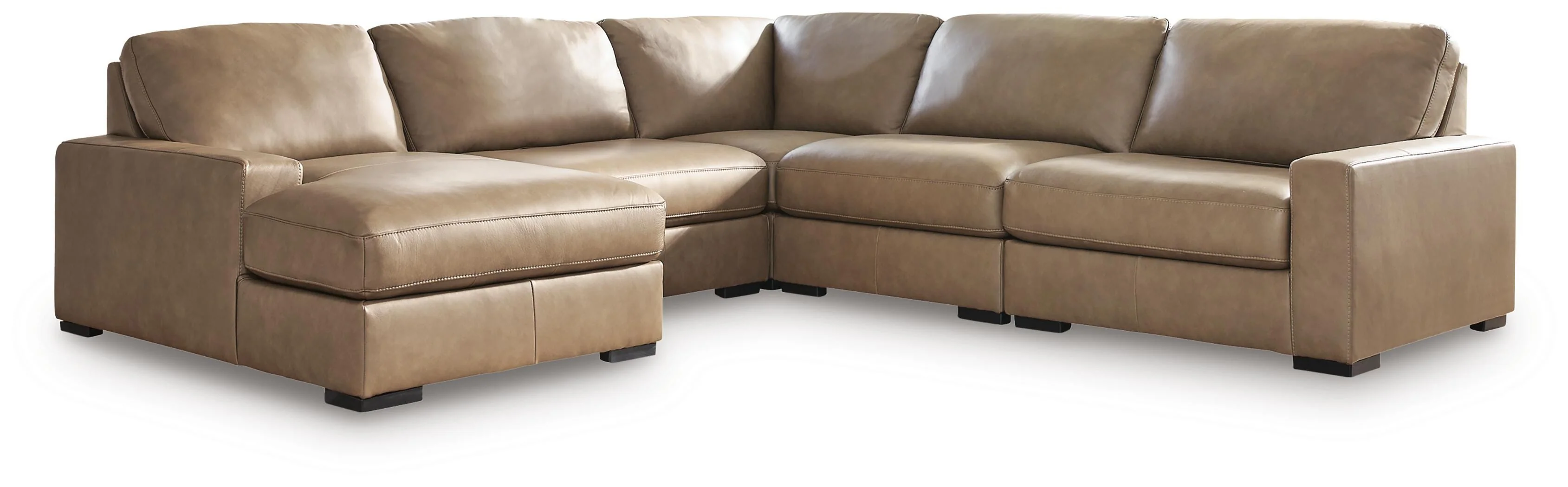 Veronella Sahara Leather 5-Piece Sectional with Chaise - Image 2