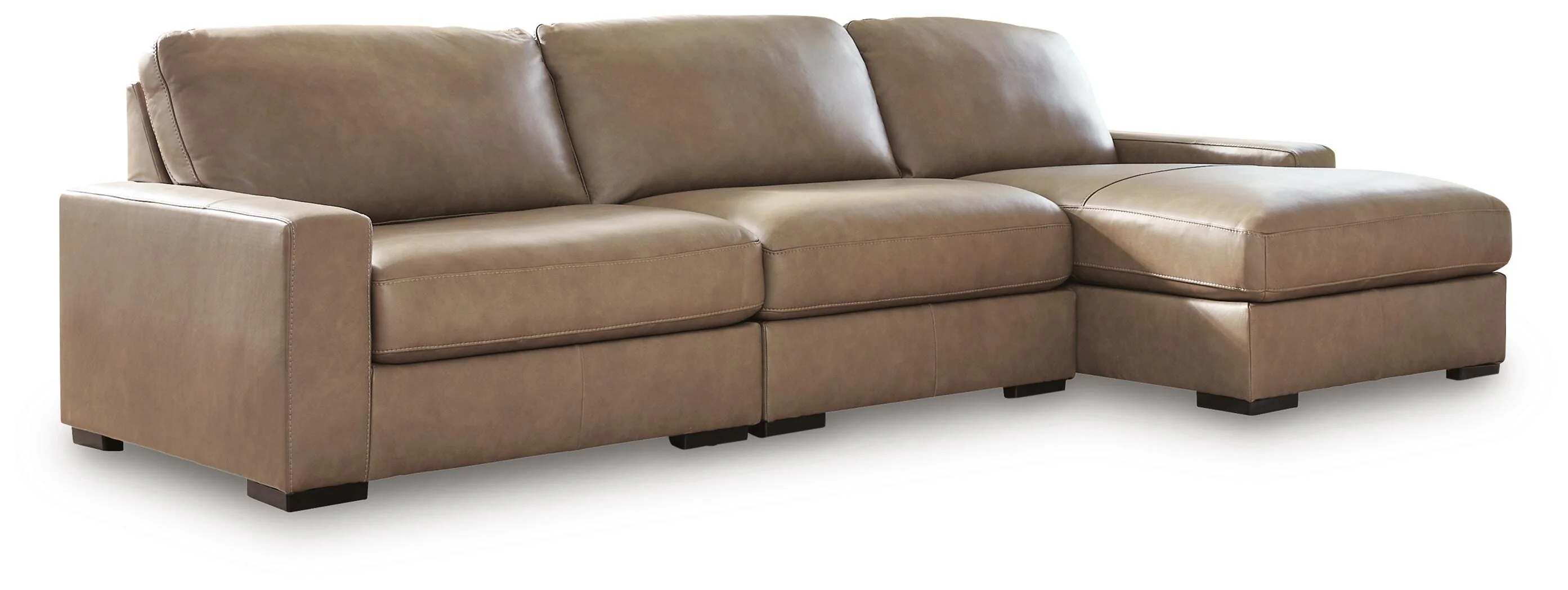 Veronella Sahara Leather 3-Piece Sectional with Chaise - Image 2