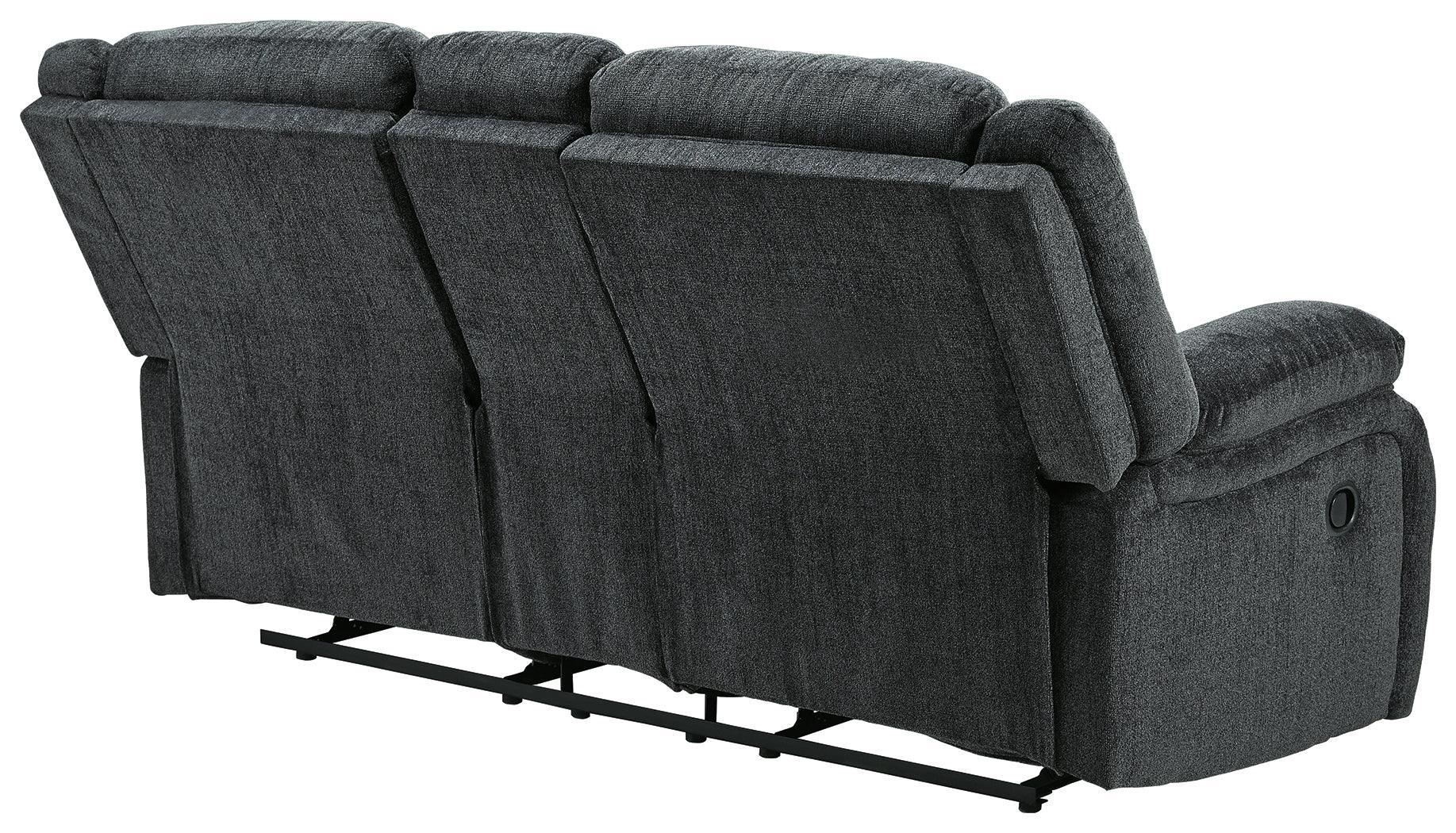 Draycoll Slate Chenille Reclining Loveseat With Console - Image 3