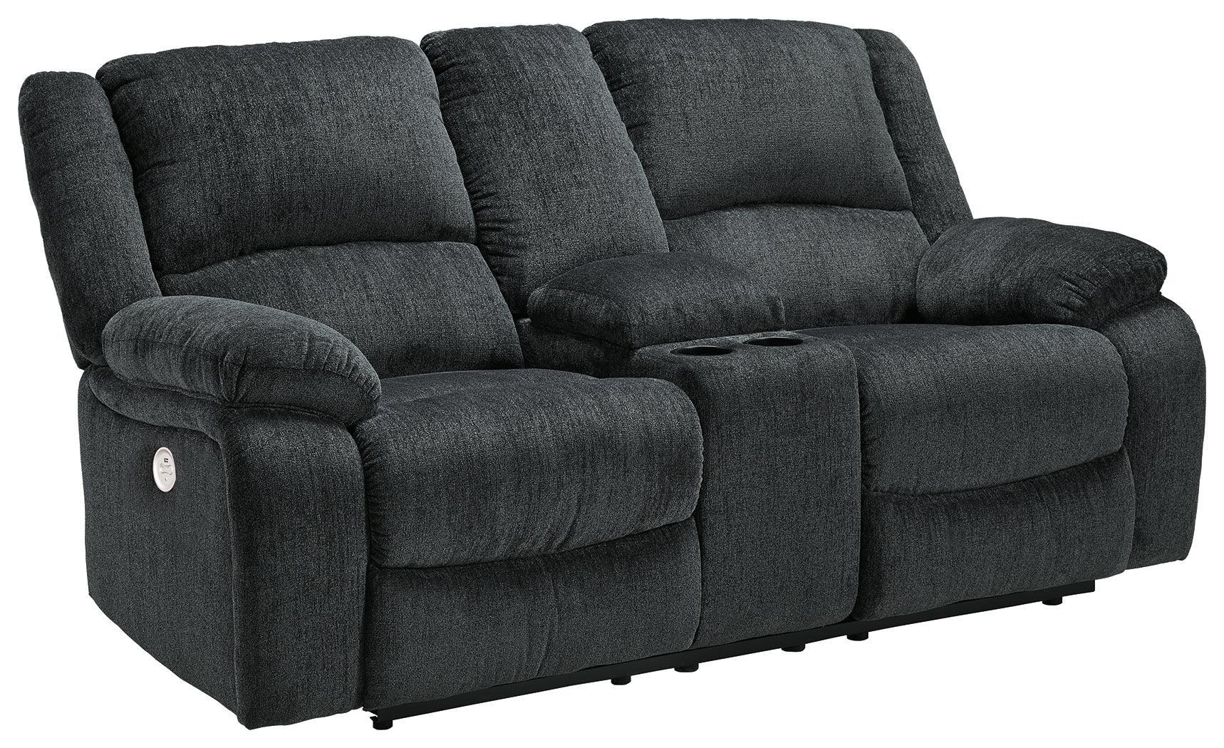 Draycoll Slate Chenille Power Reclining Loveseat With Console - Image 2