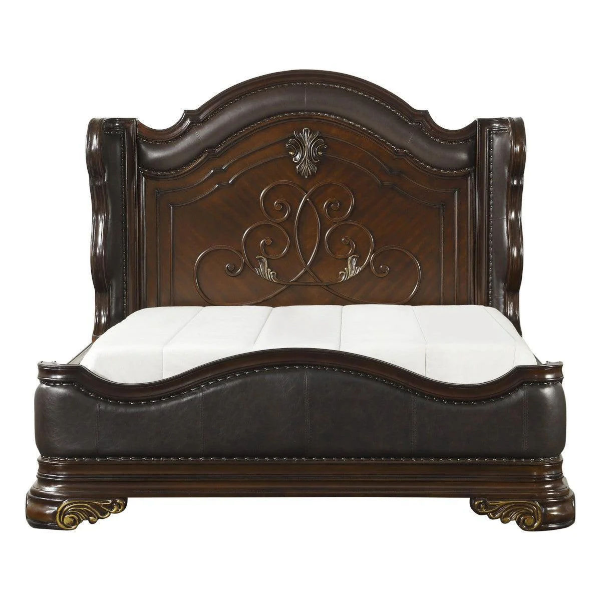 Royal Highlands Faux Leather Panel King Bed - Image 1