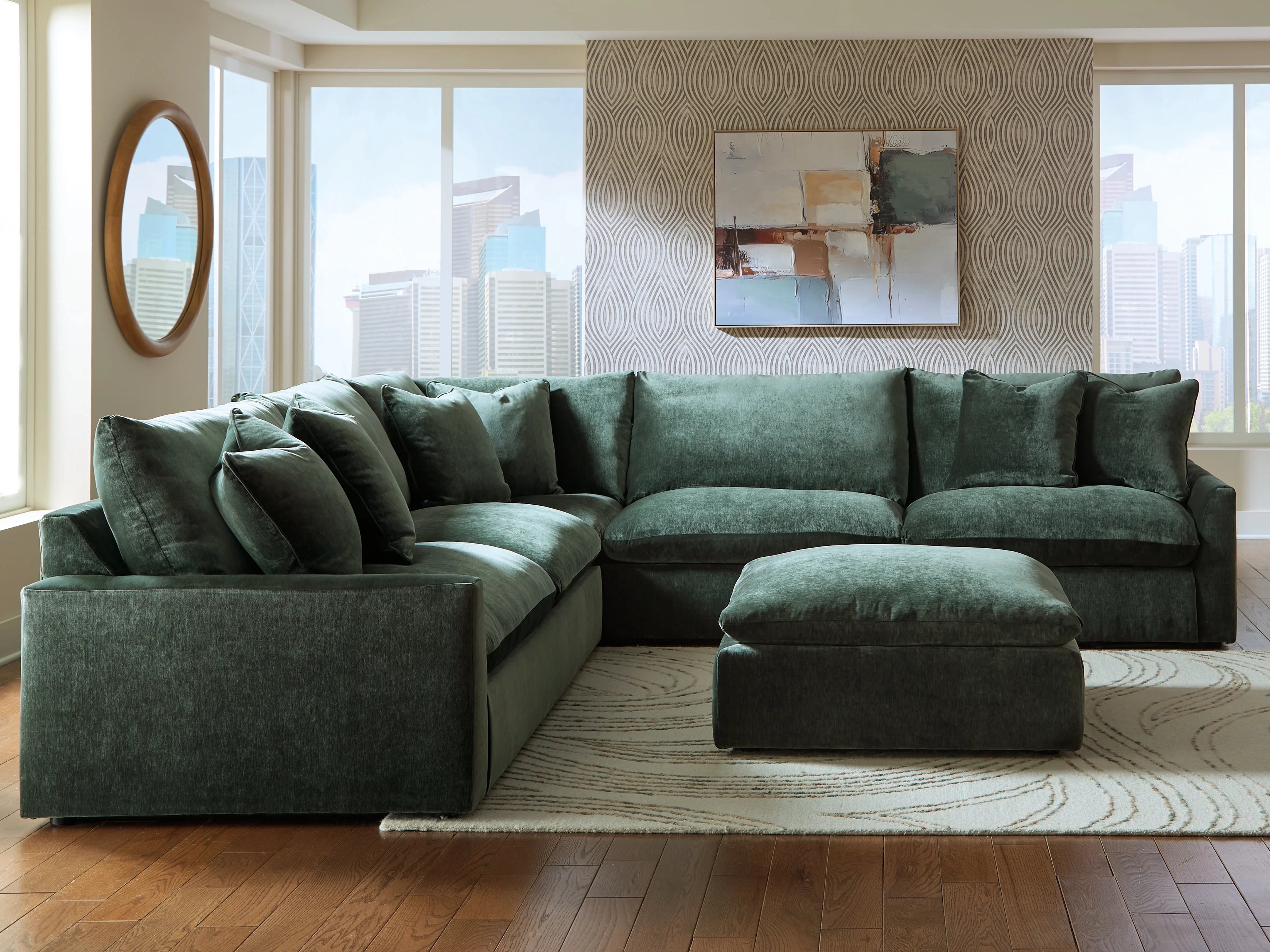 Carriage View Jade Velvet 3-Piece Sectional - Image 3