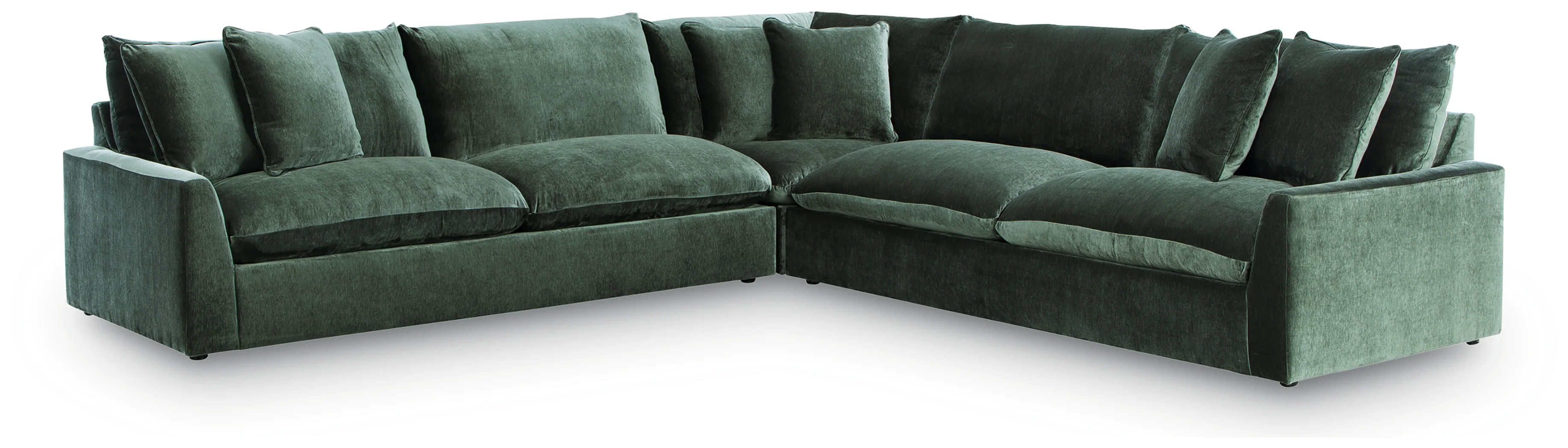 Carriage View Jade Velvet 3-Piece Sectional - Image 2